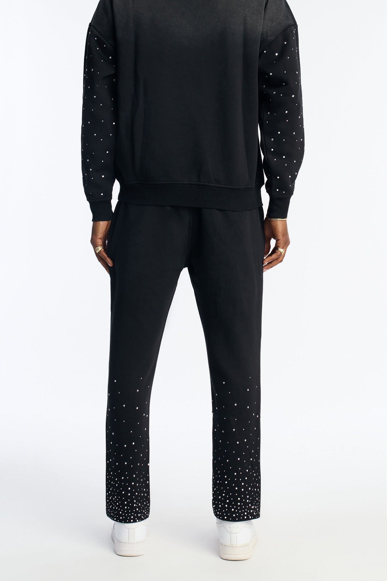 Run Them Rhinestones Relaxed Sweatpants - Black