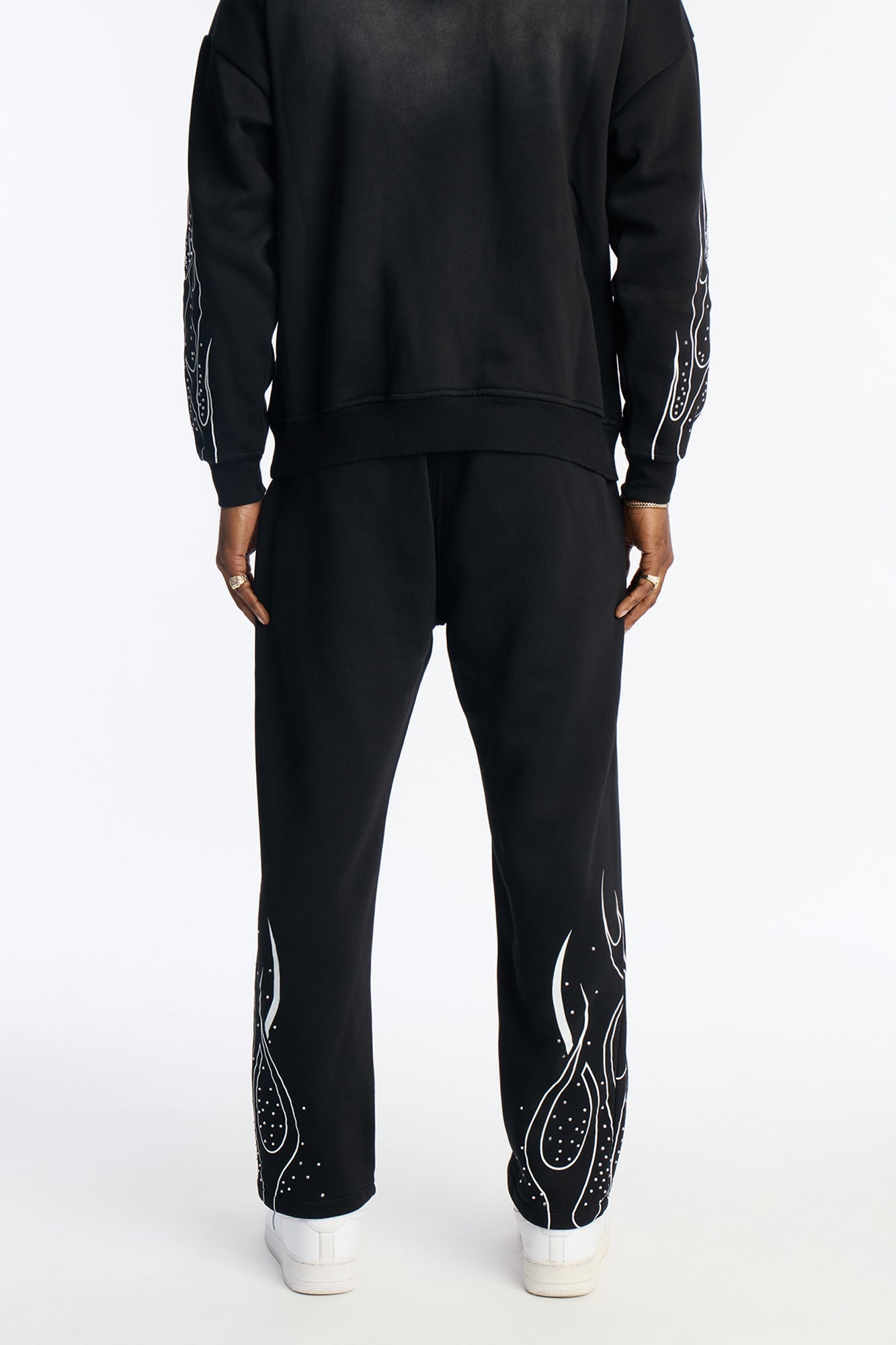 Fearless Rhinestones Relaxed Sweatpants - Black