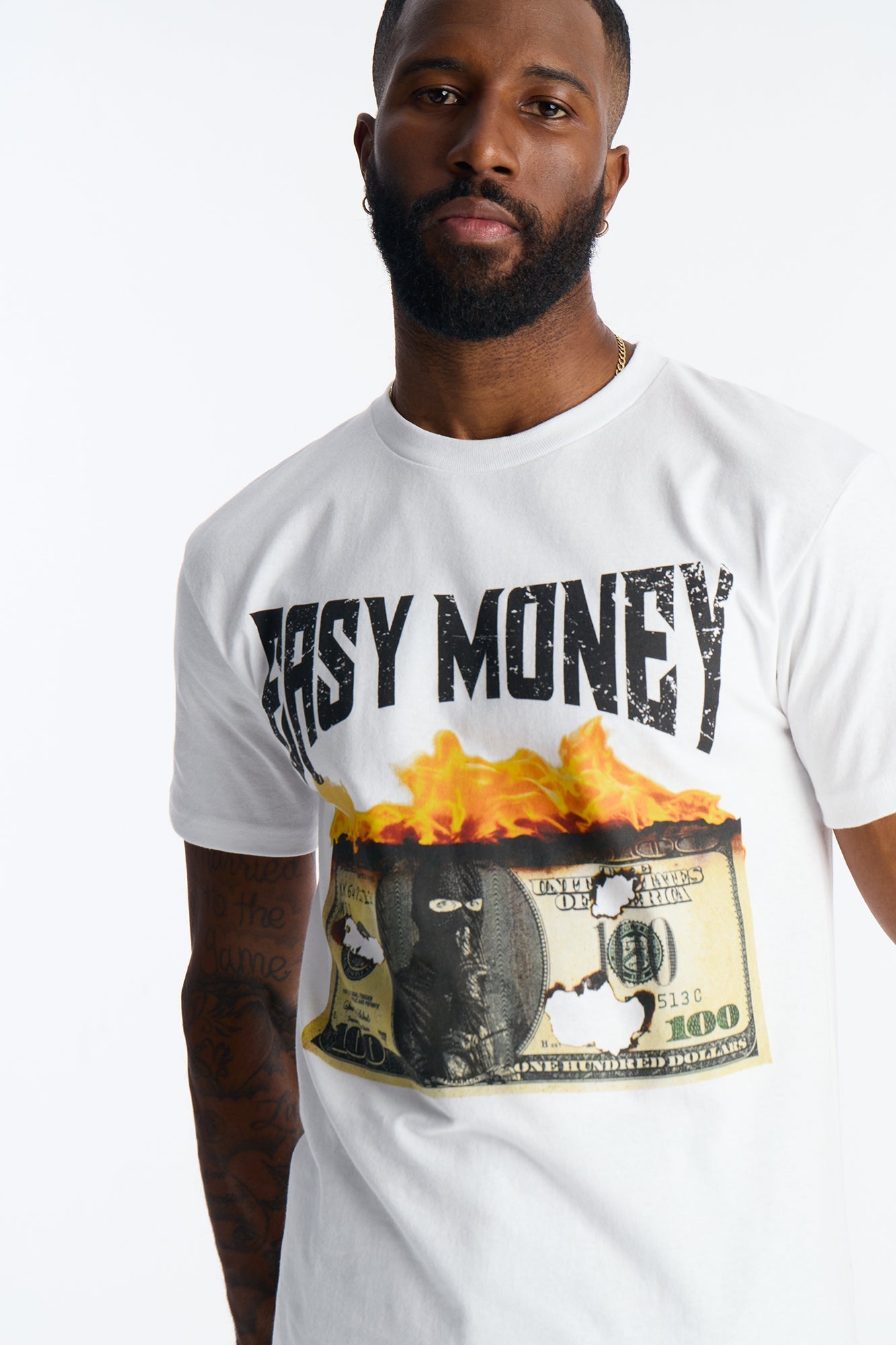 Easy Money Burns Short Sleeve Tee - White