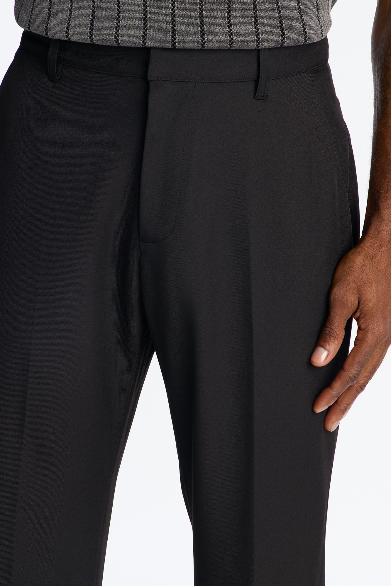 Straight Exaggerated Slit Cuff Trouser - Black