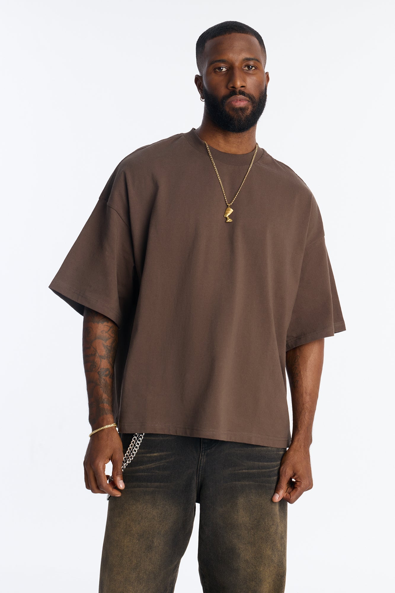 Boxy Heavyweight Tee 240GSM - Brown