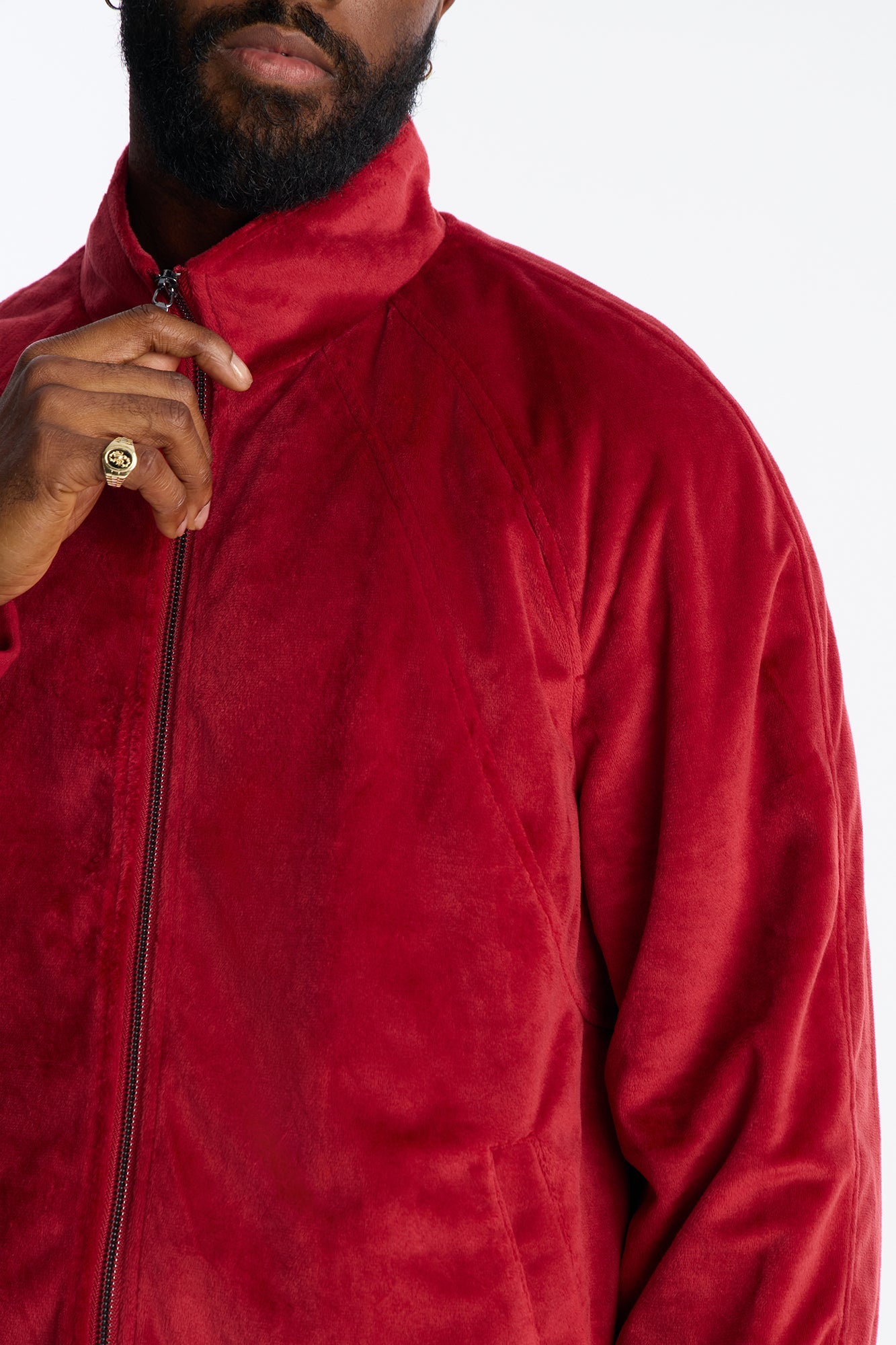 Velour Set It Up Track Jacket - Burgundy