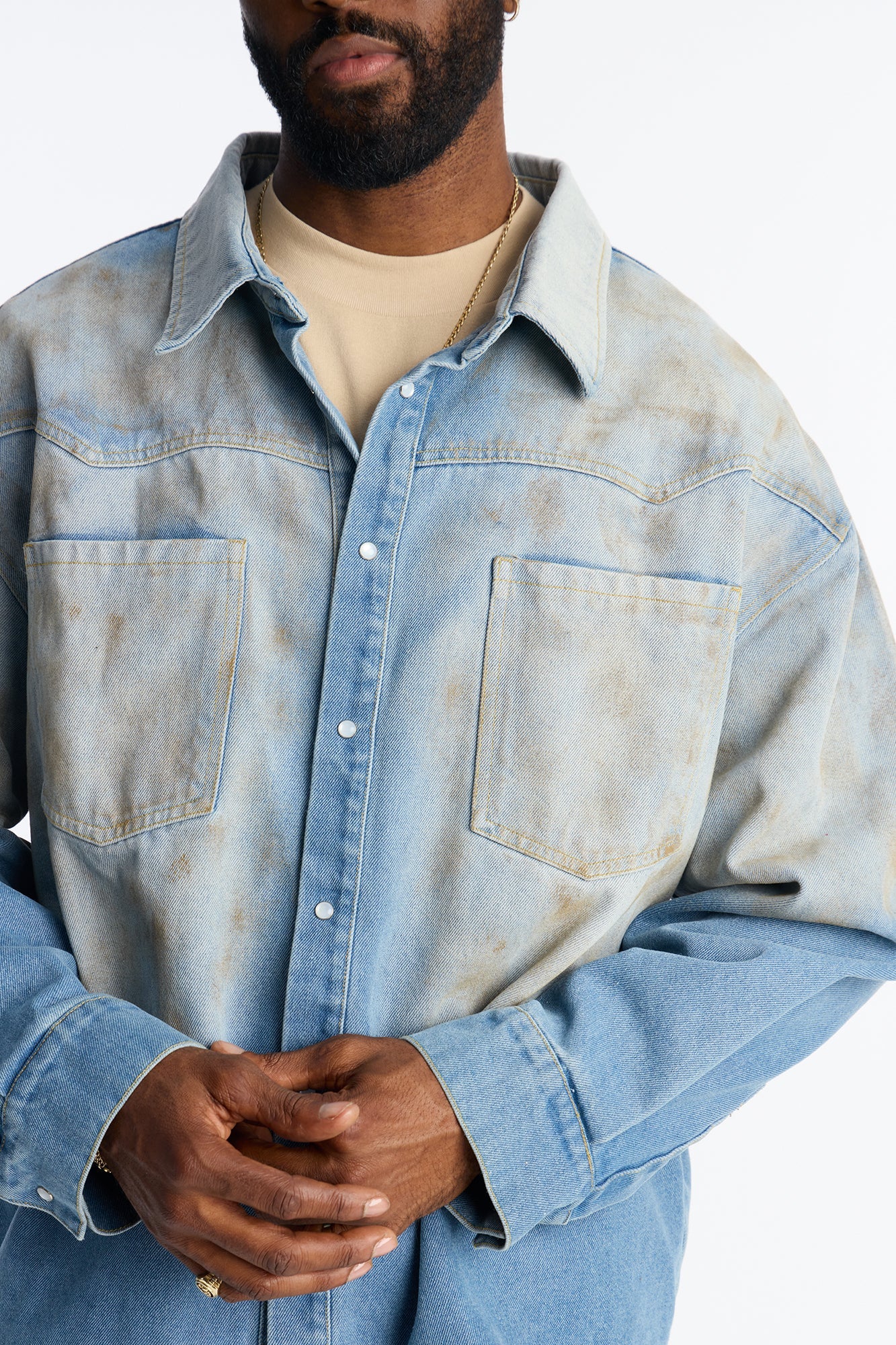 Rust Rider Denim Button Up Shirt - Vintage Blue Wash