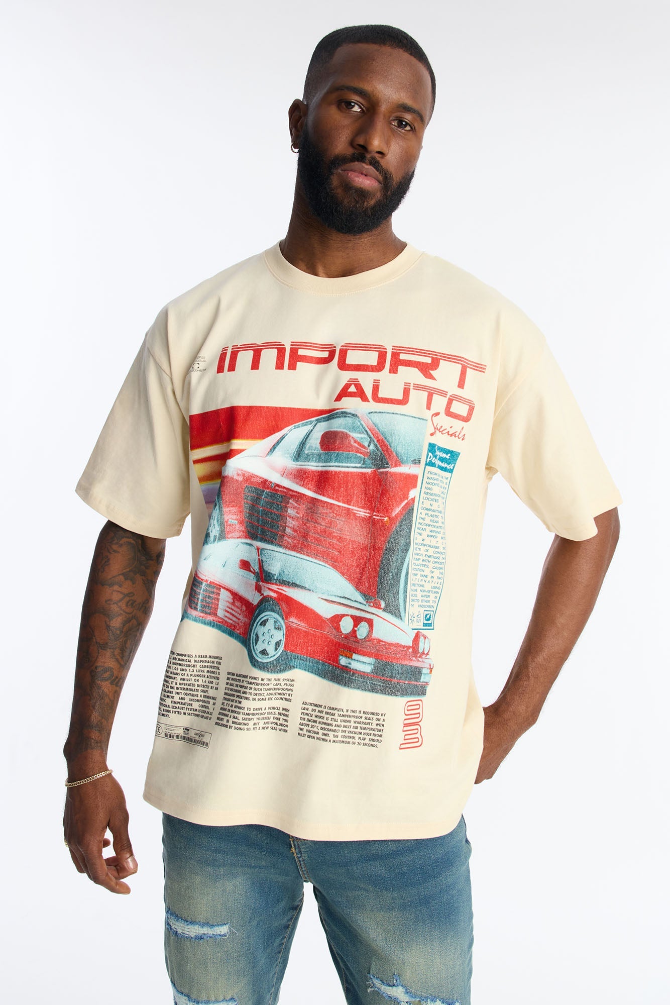 Import Auto Special Premium Short Sleeve Tee - Cream