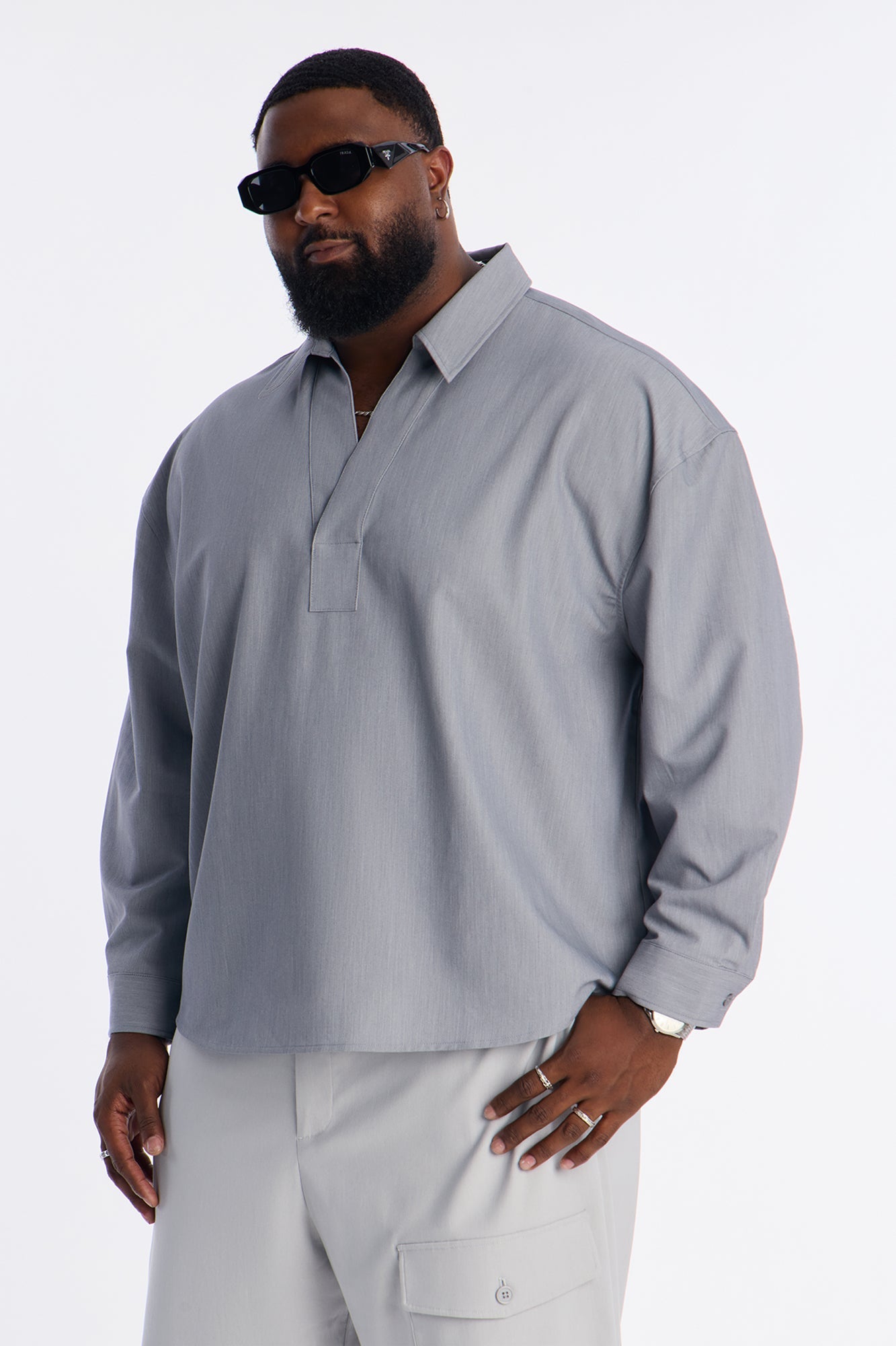 Relaxed Apex Chevron Tailored Shirt - Grey