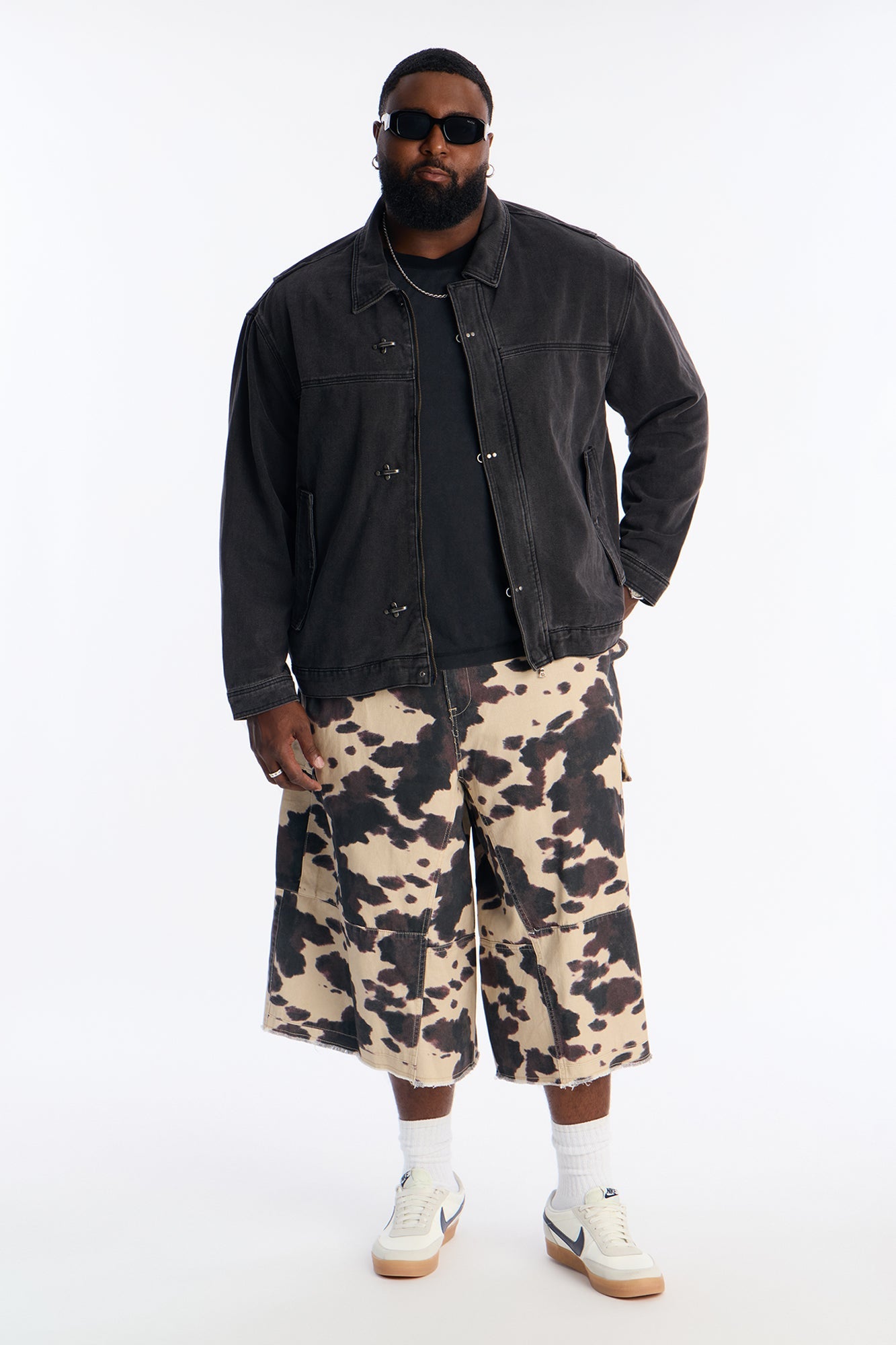 Baggy Arctic Camo Utility Shorts - Black/combo