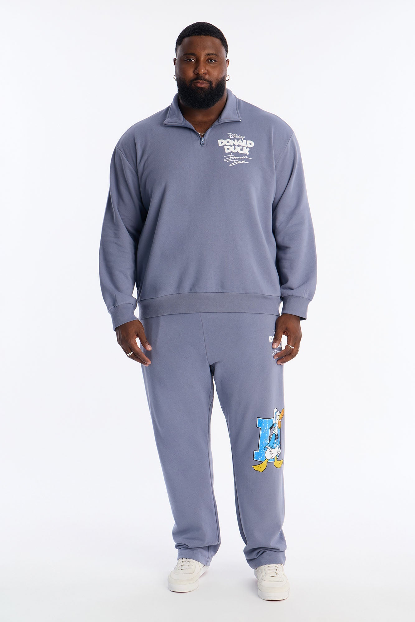 Disney Aw Phooey Donald Embroidery Quarter Zip Sweatshirt - Slate Blue