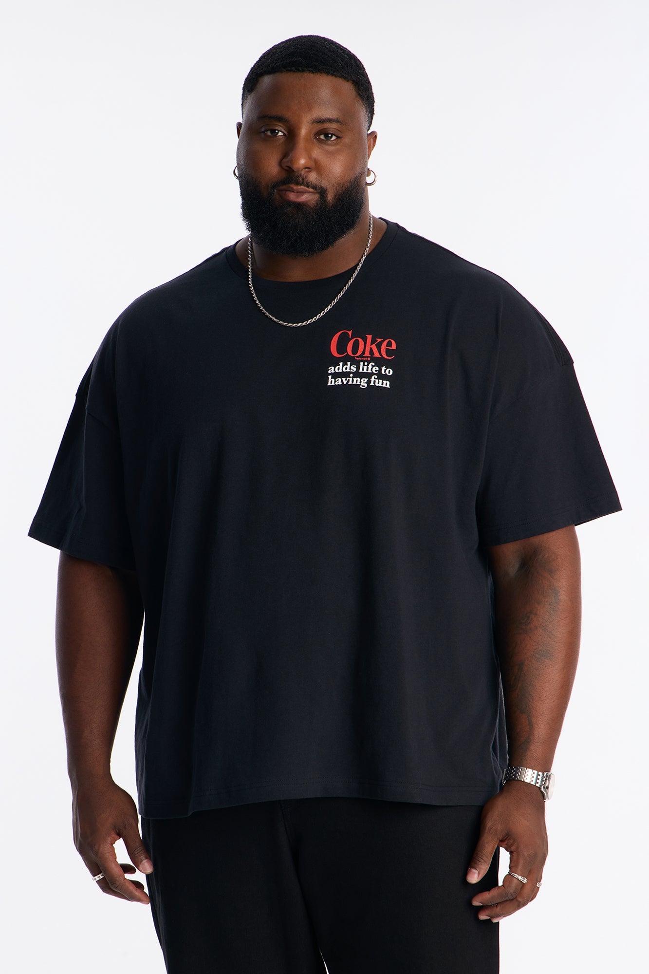 Coke Adds Life To Having Fun Oversized Short Sleeve Tee - Black