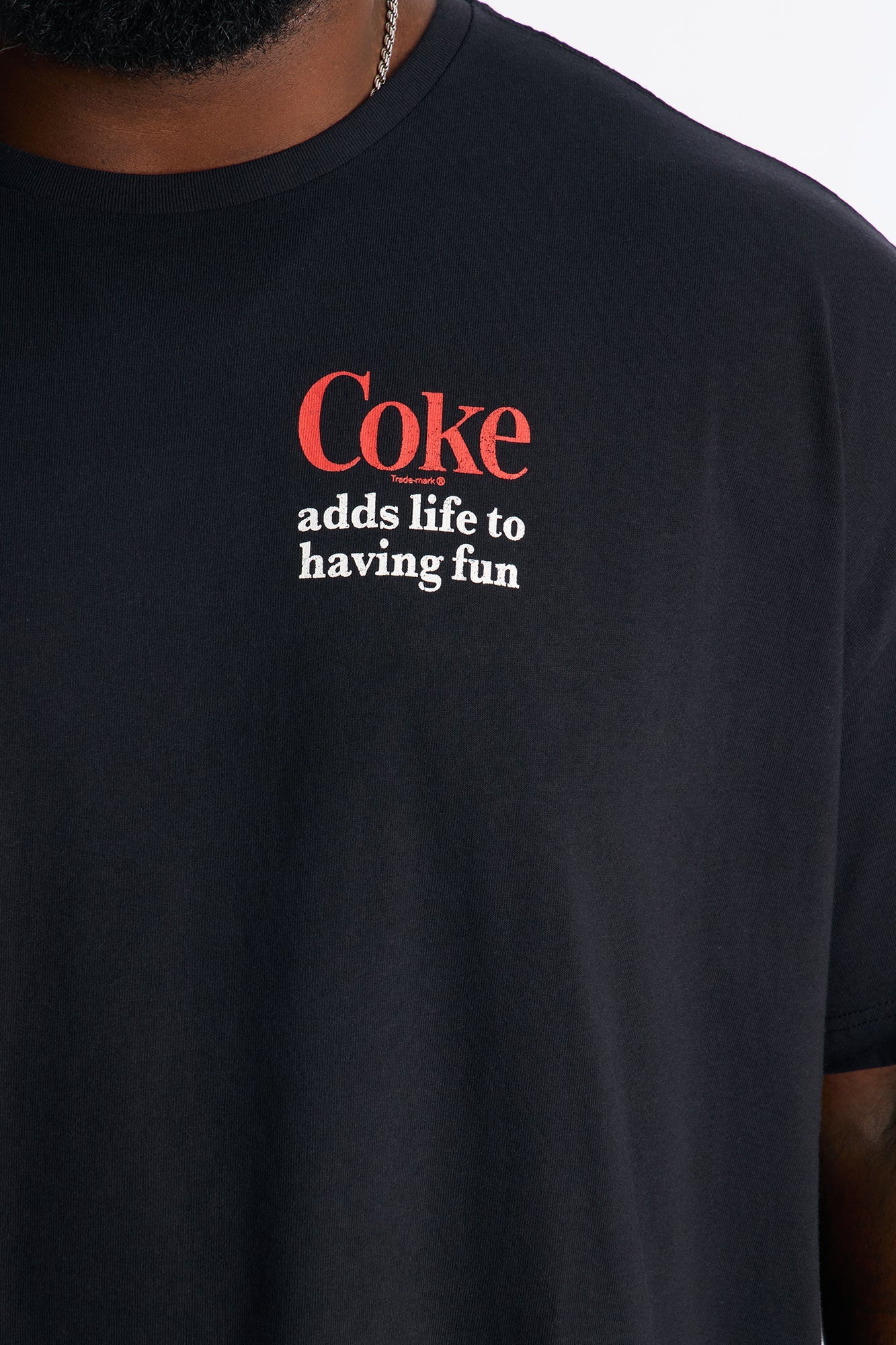 Coke Adds Life To Having Fun Oversized Short Sleeve Tee - Black