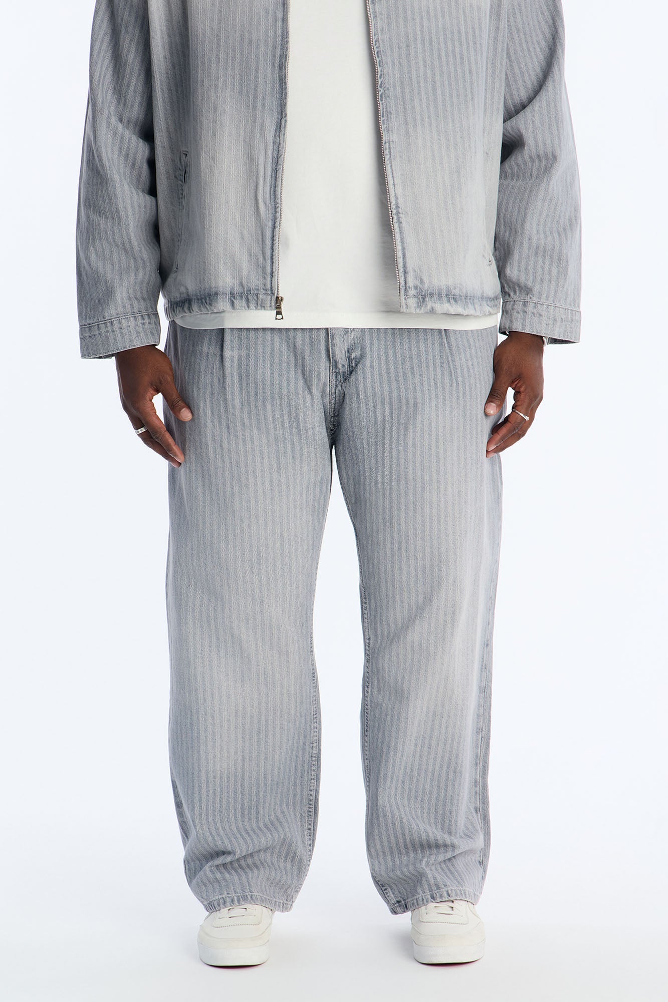 Baggy Subtle Stripe Jean - Grey