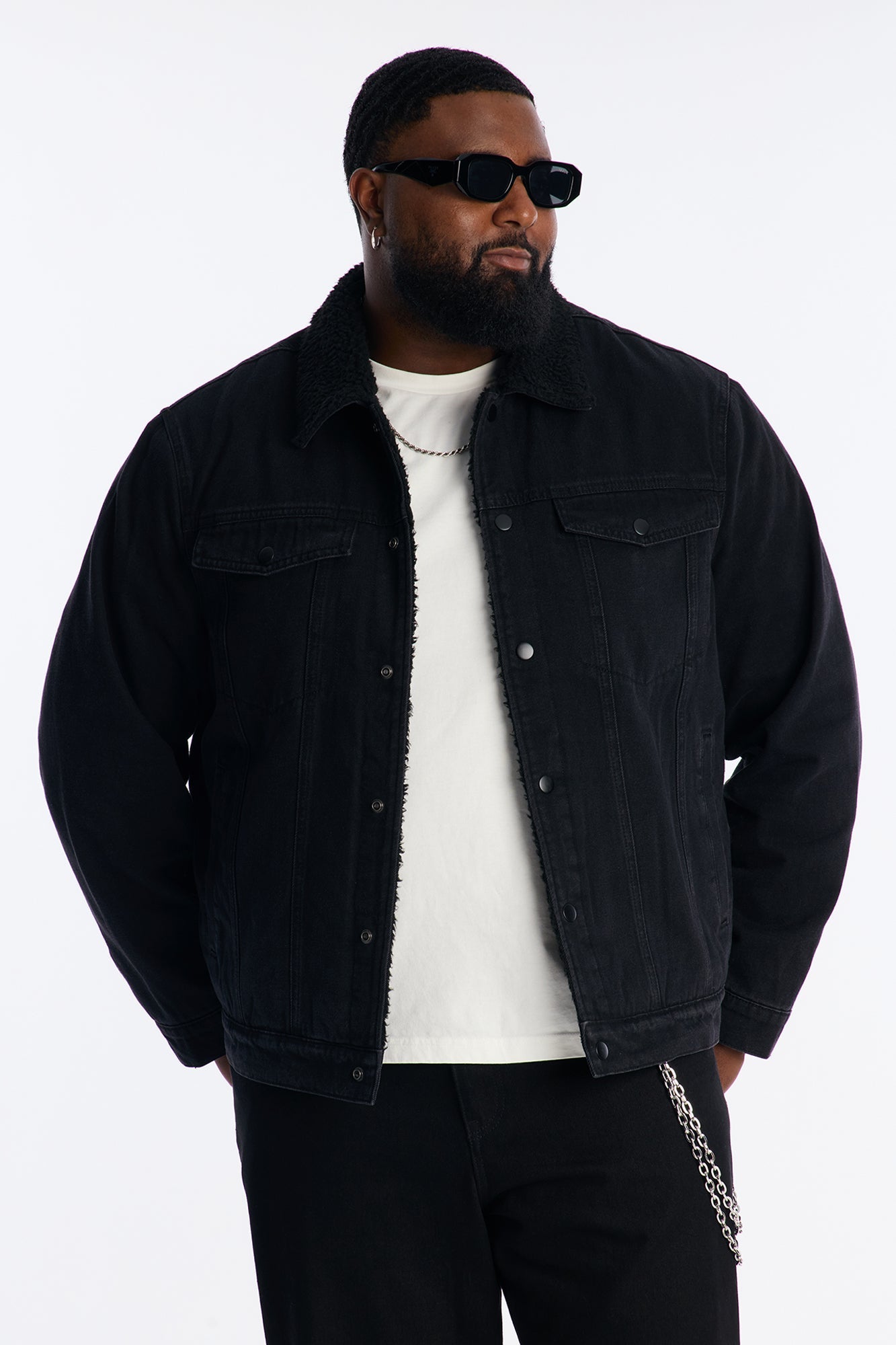 Street Dreams Sherpa Collar Jacket - Black