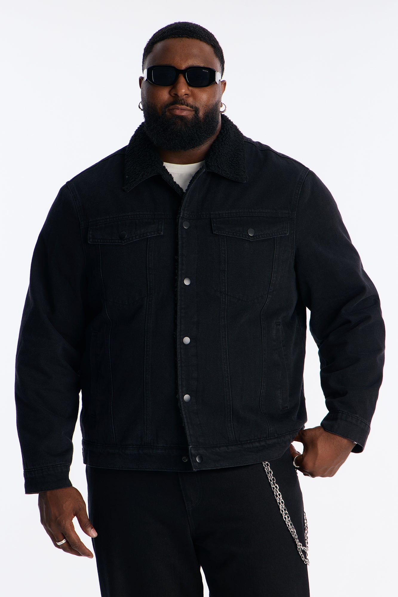 Street Dreams Sherpa Collar Jacket - Black