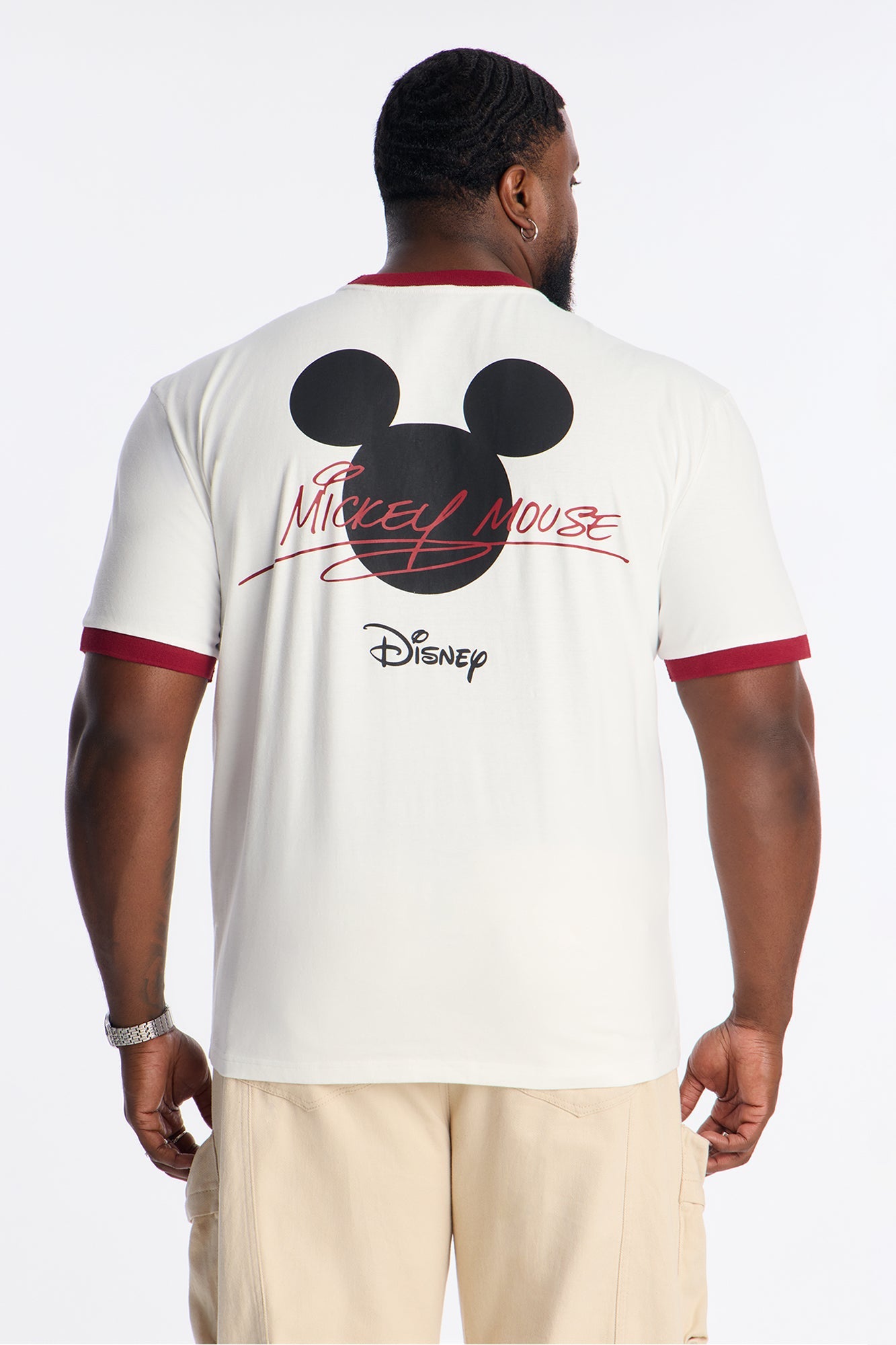 Disney Signature Mickey Premium Short Sleeve Ringer Tee - White
