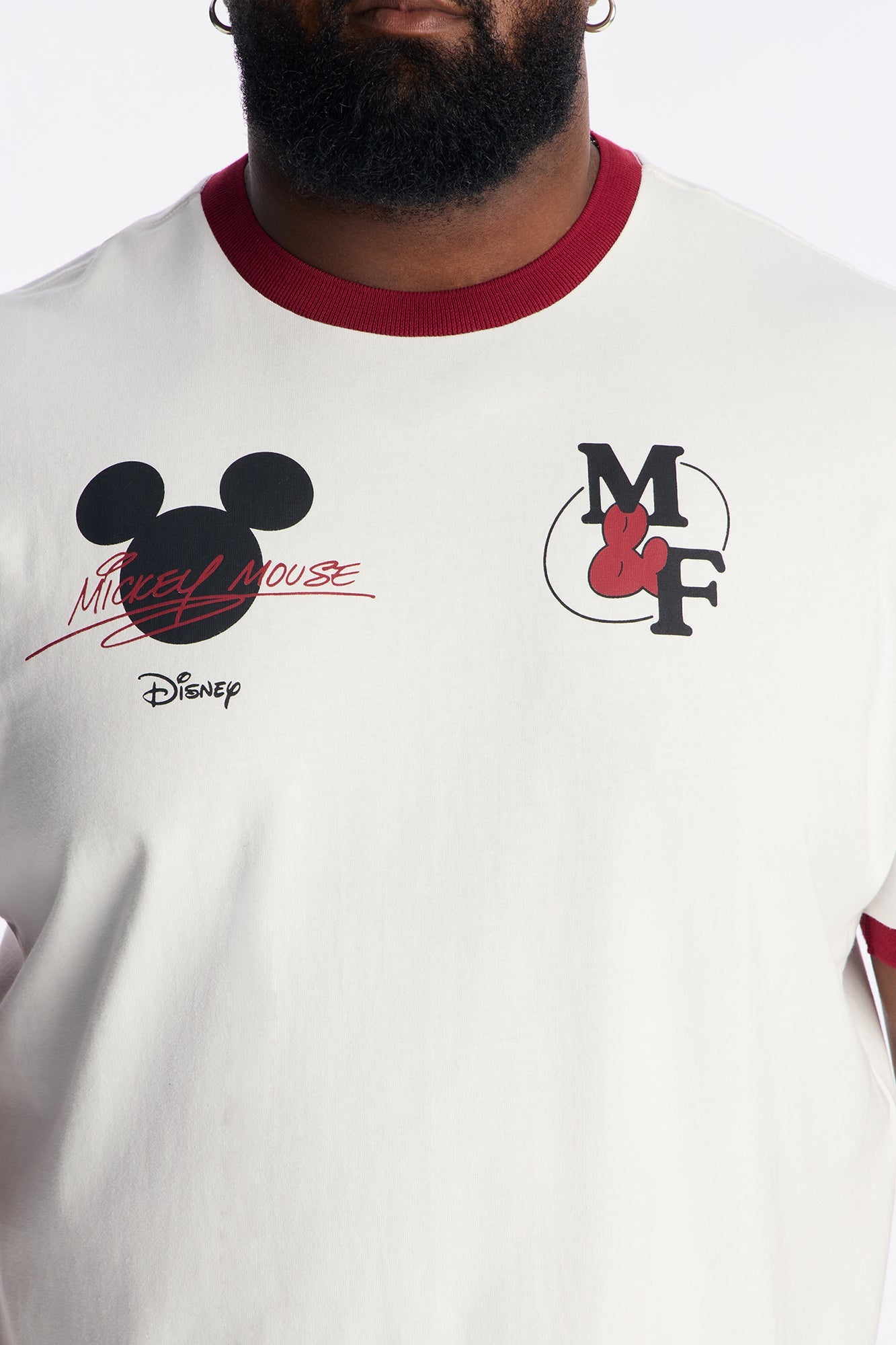 Disney Signature Mickey Premium Short Sleeve Ringer Tee - White