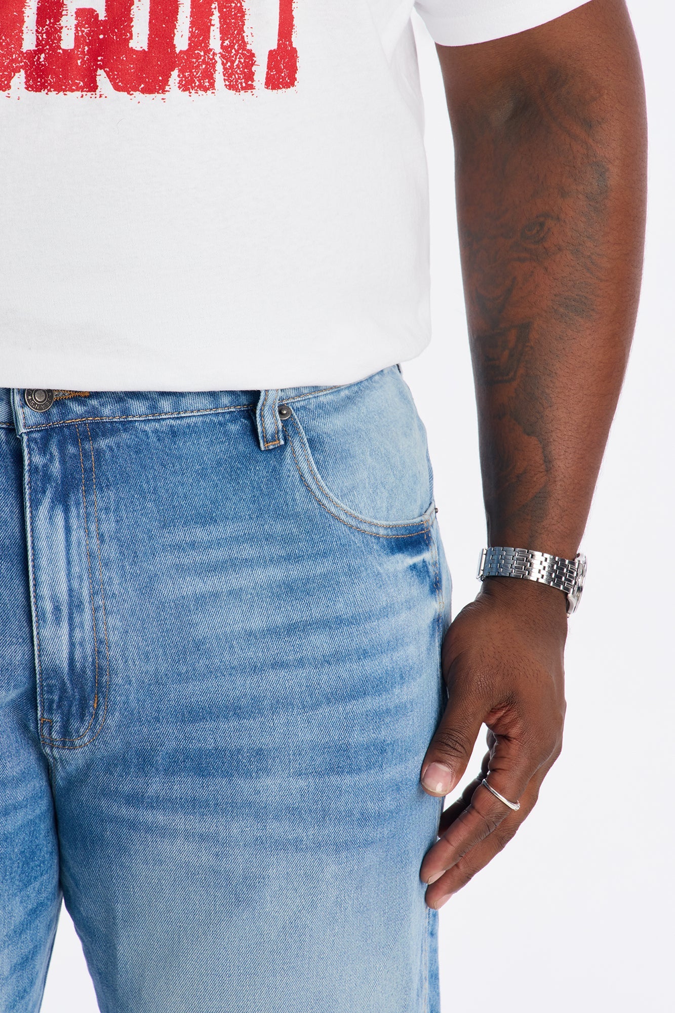 Straight In The Panels Jean - Medium Blue Wash
