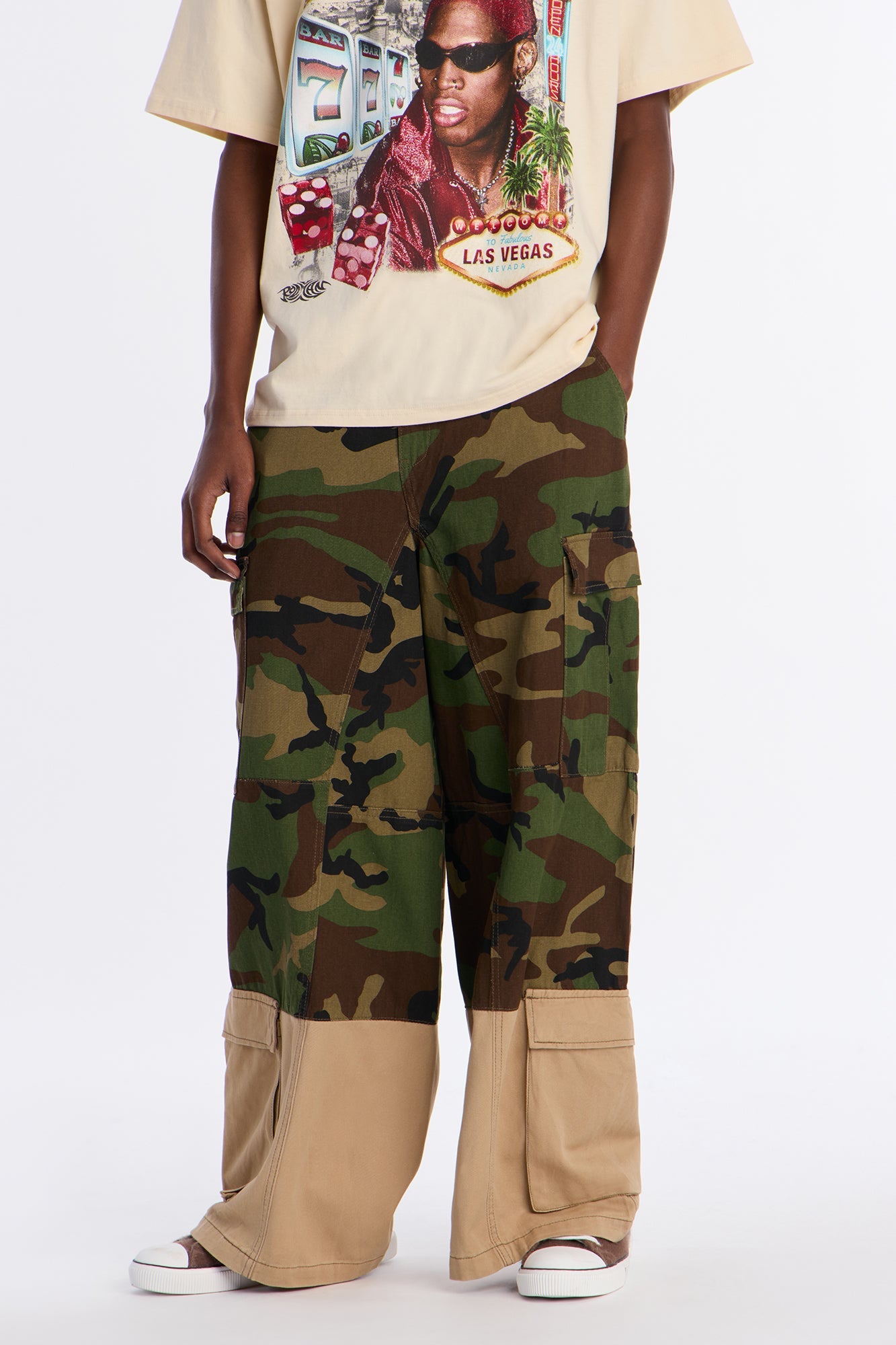 Wide Leg Mixed Worlds Combat Pant - Camouflage