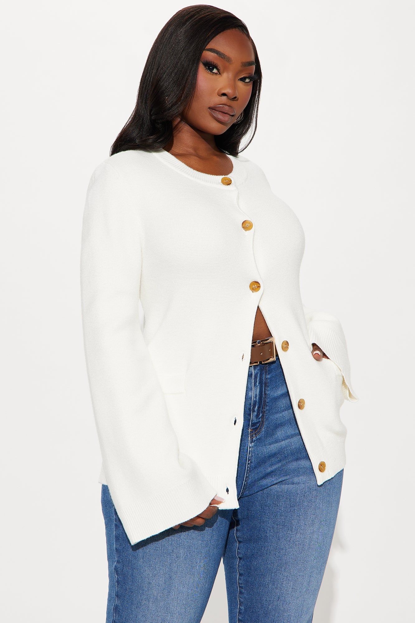 Grace Bell Sleeve Cardigan - Ivory