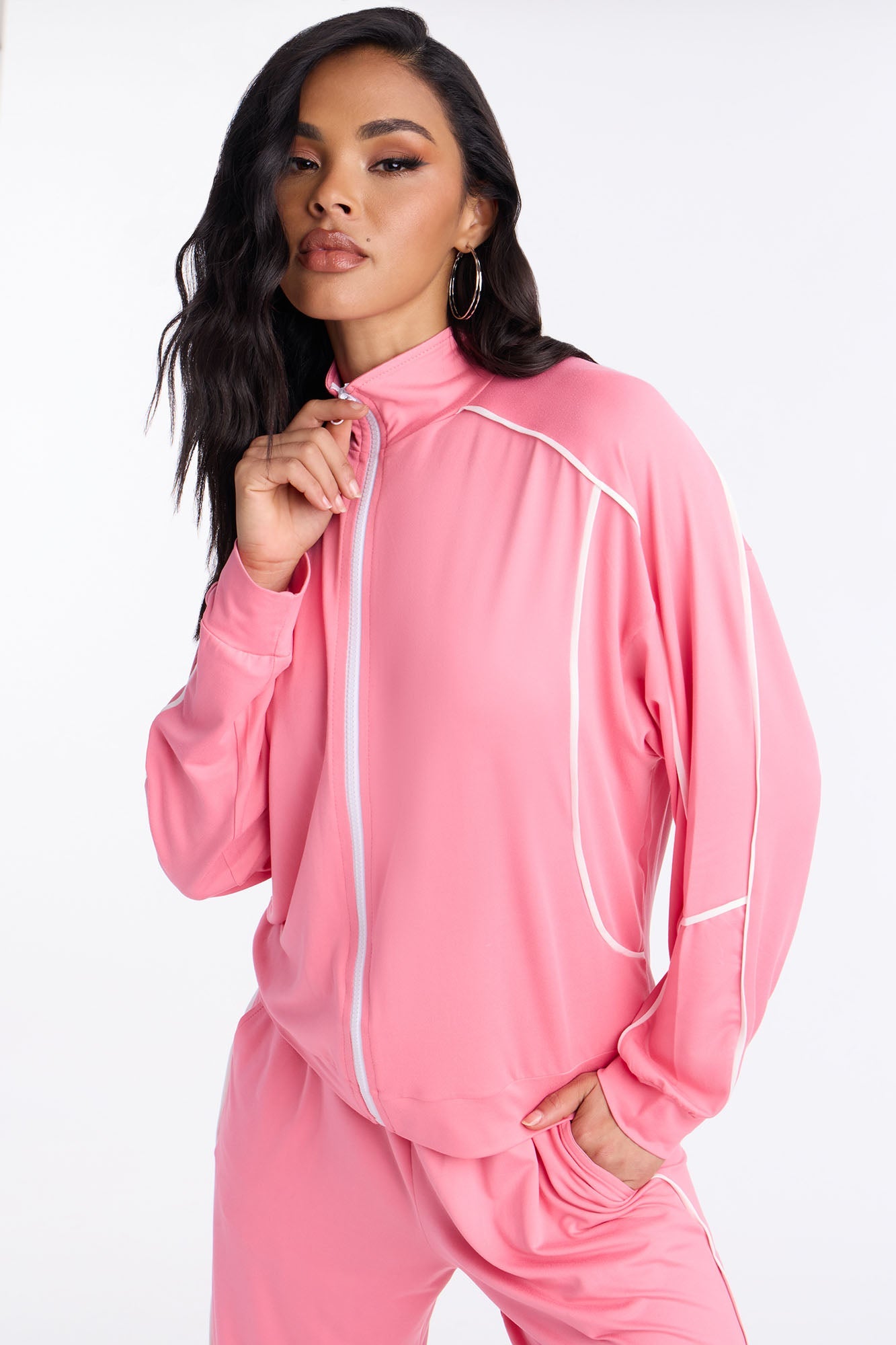 All Or Nothing Zip Up Hoodie - Bubblegum Pink