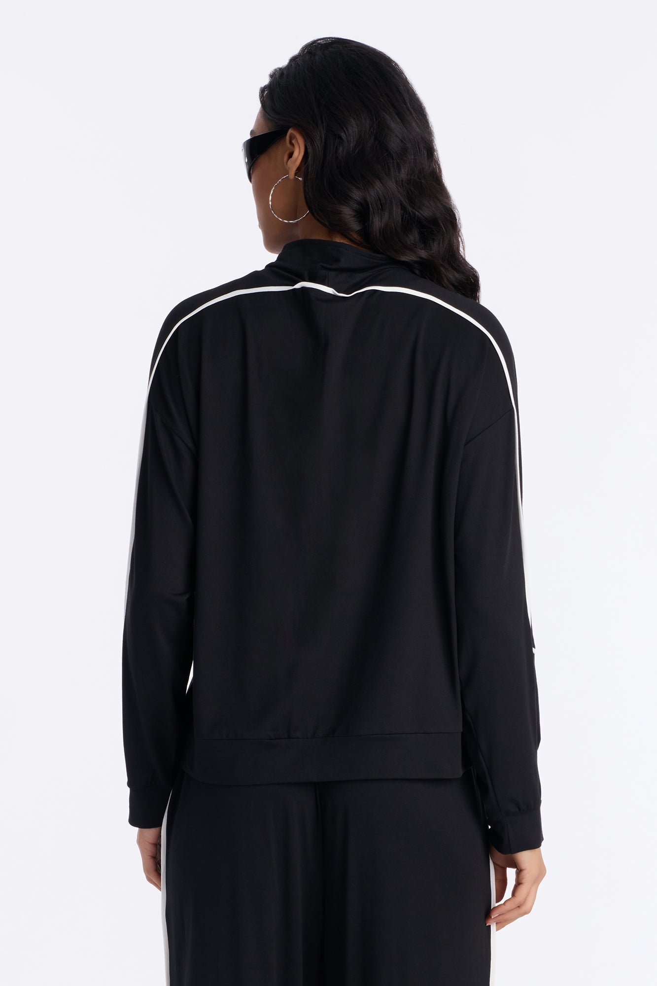 Lined Up Zip Up Hoodie - Black