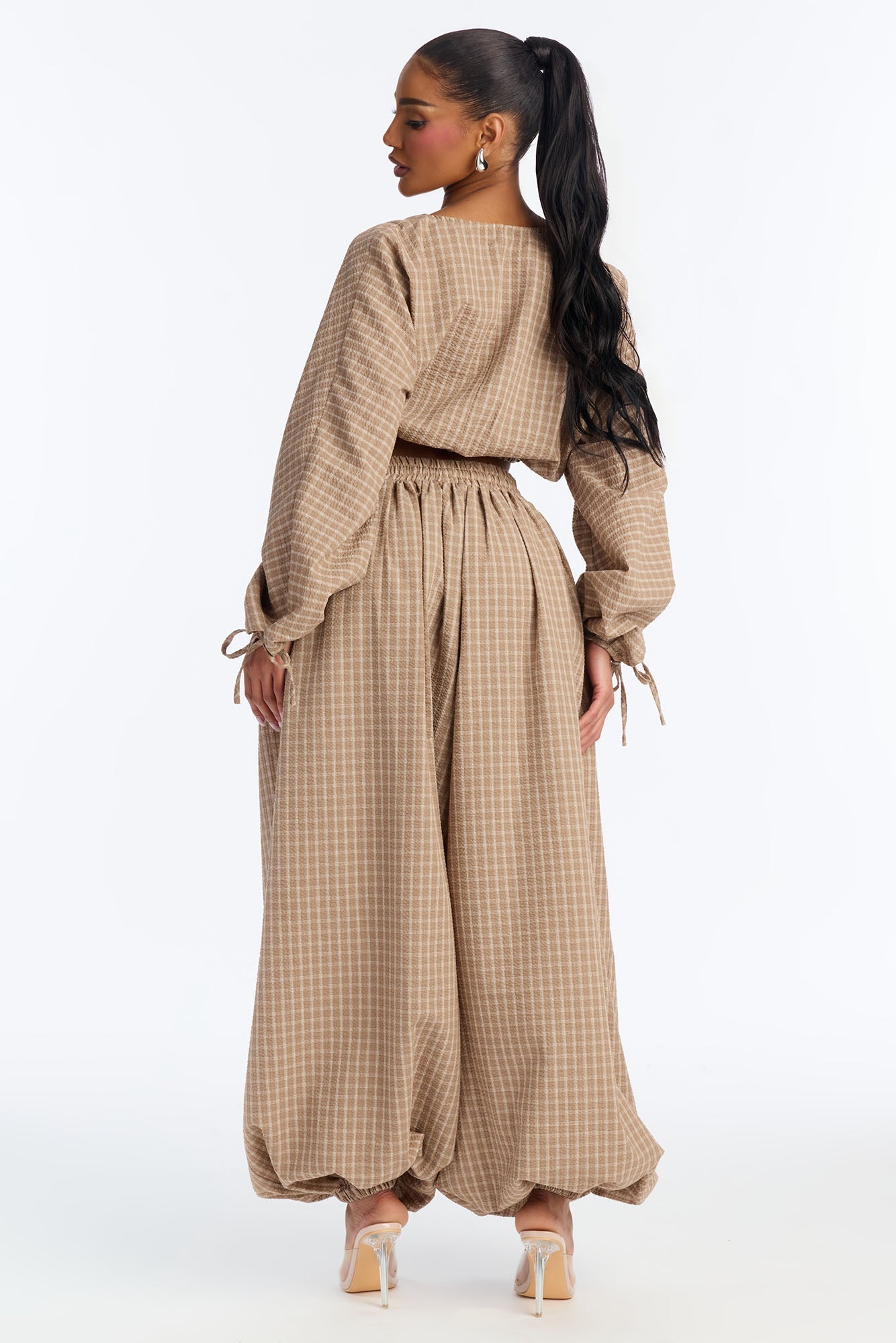 Prairie Pop Balloon Pant Set - Taupe