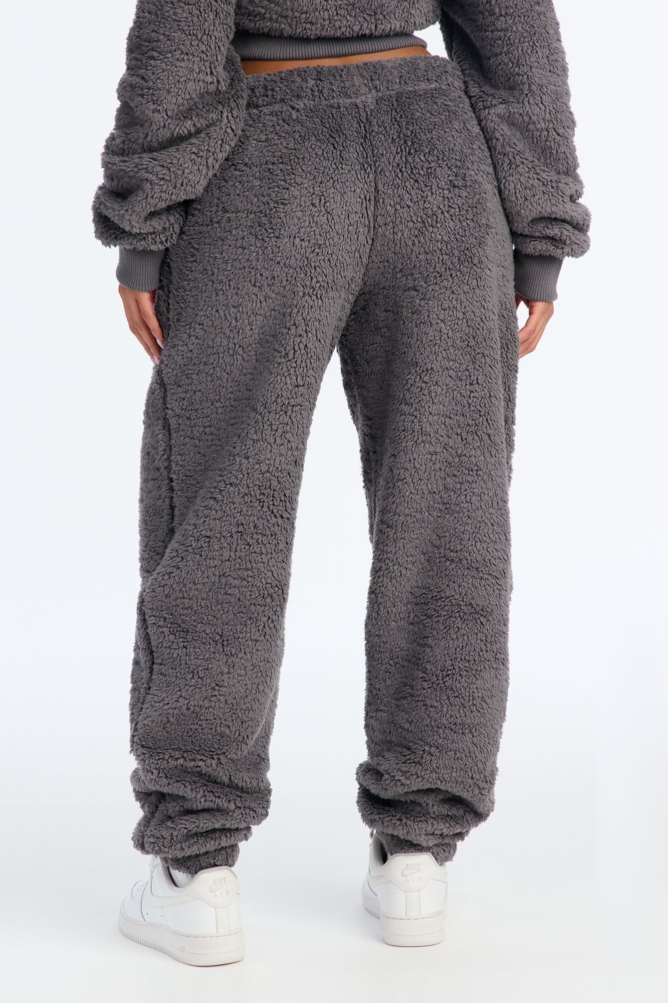 Sarah Sherpa Jogger Pants - Grey