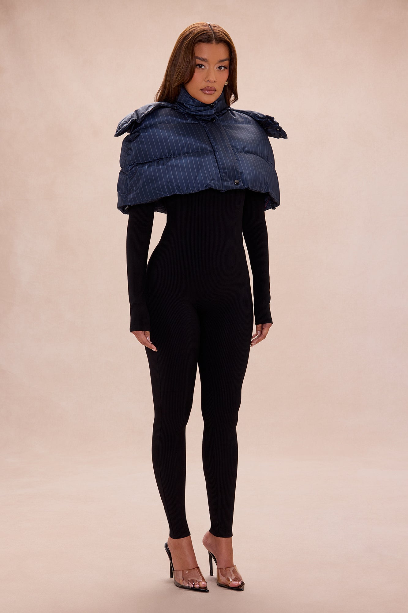 Keeping Warm Puffer Shrug - Navy/combo