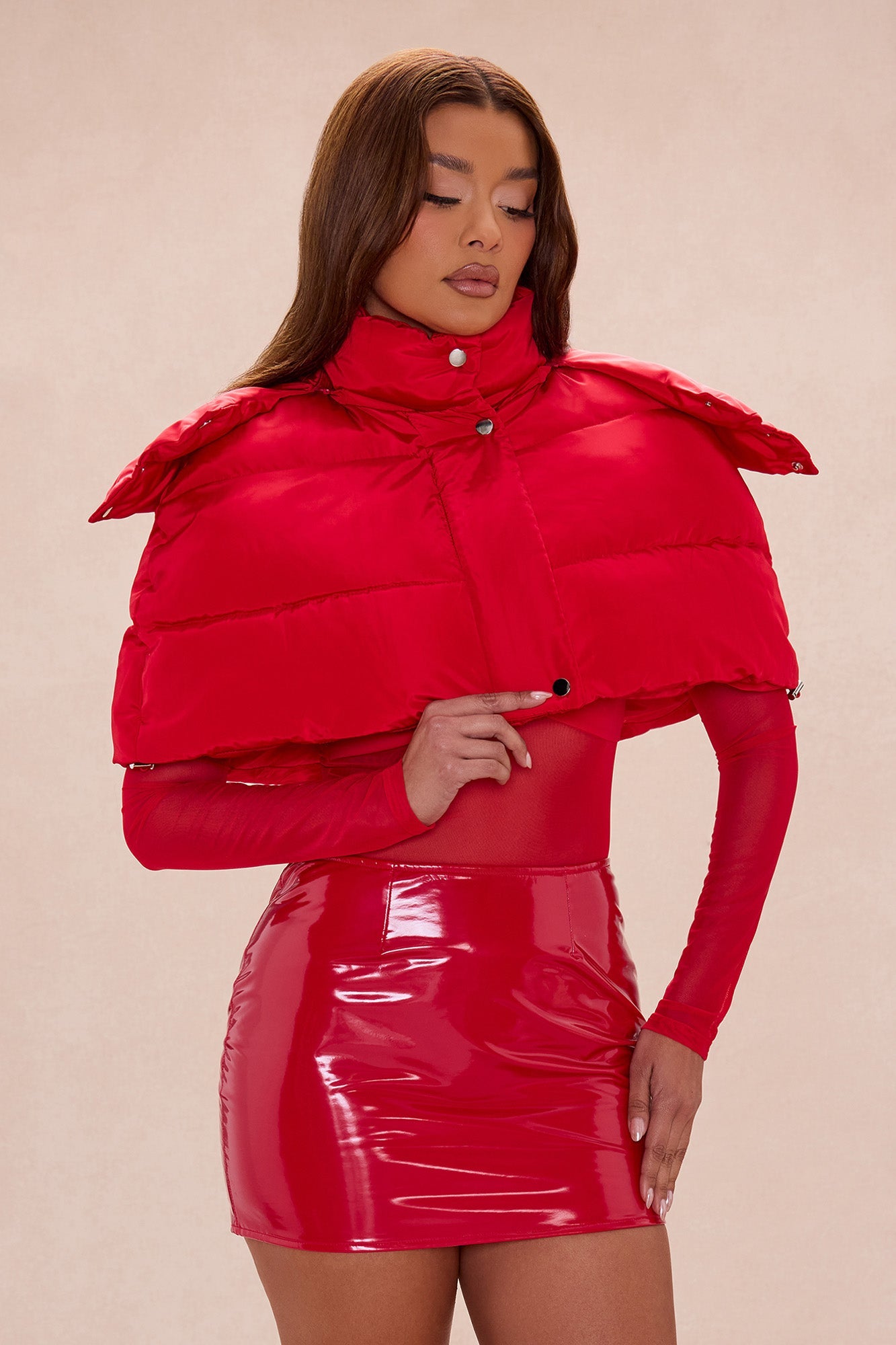 Keeping Warm Puffer Shrug - Red