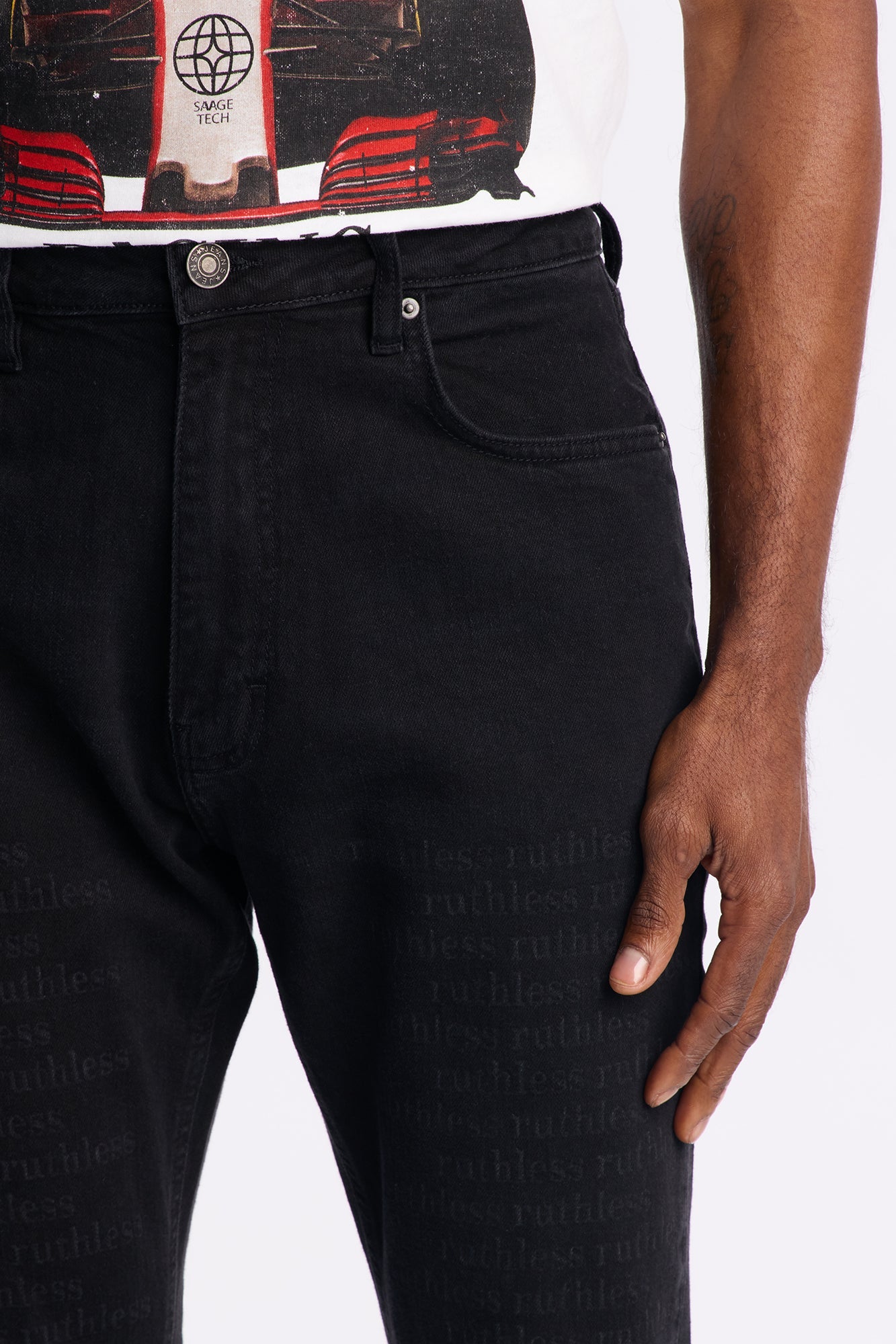 Stacked Skinny Flare Looking Closely Jean - Black