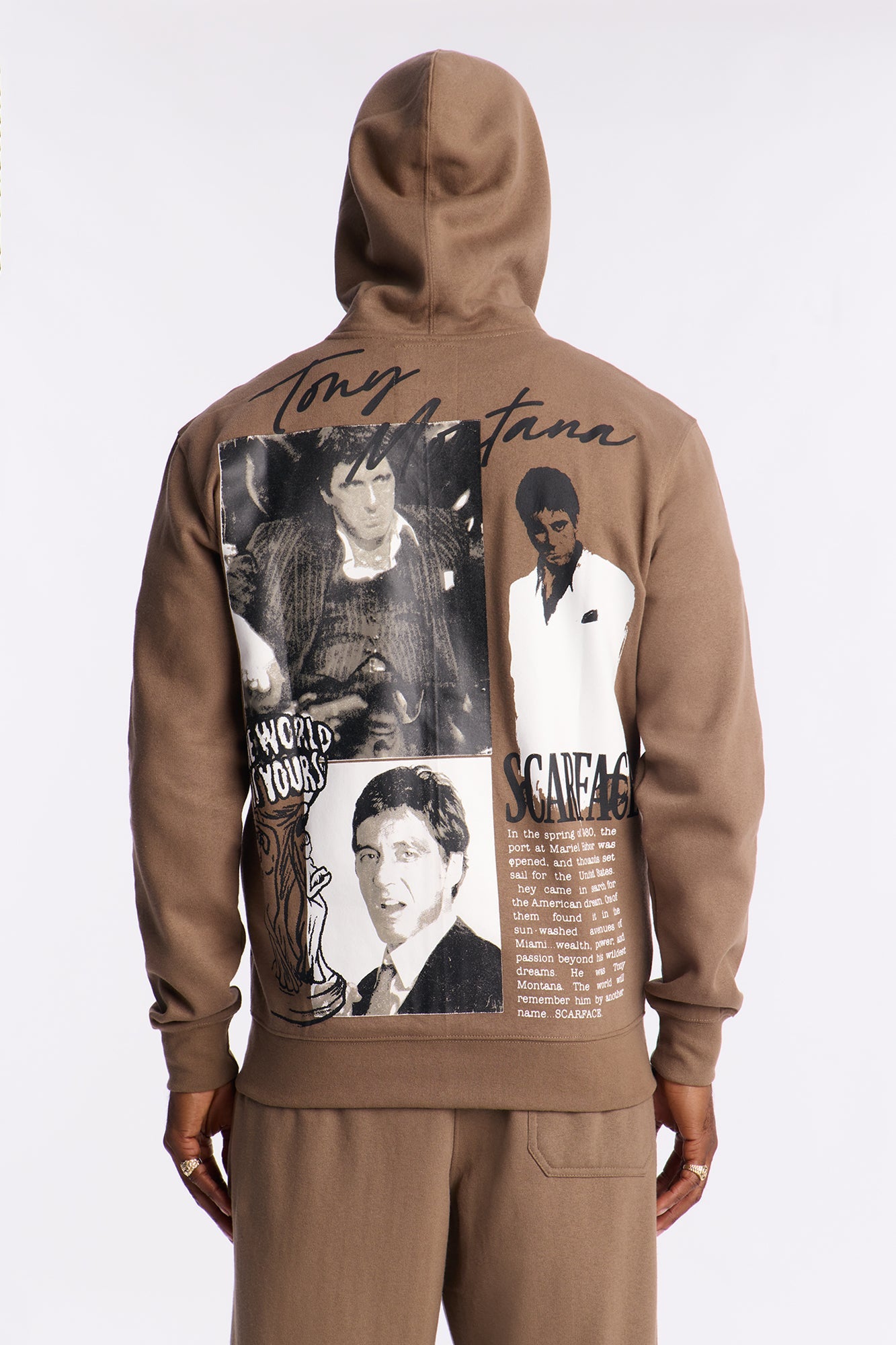 Scarface Tony Montana Zip Up Hoodie - Brown