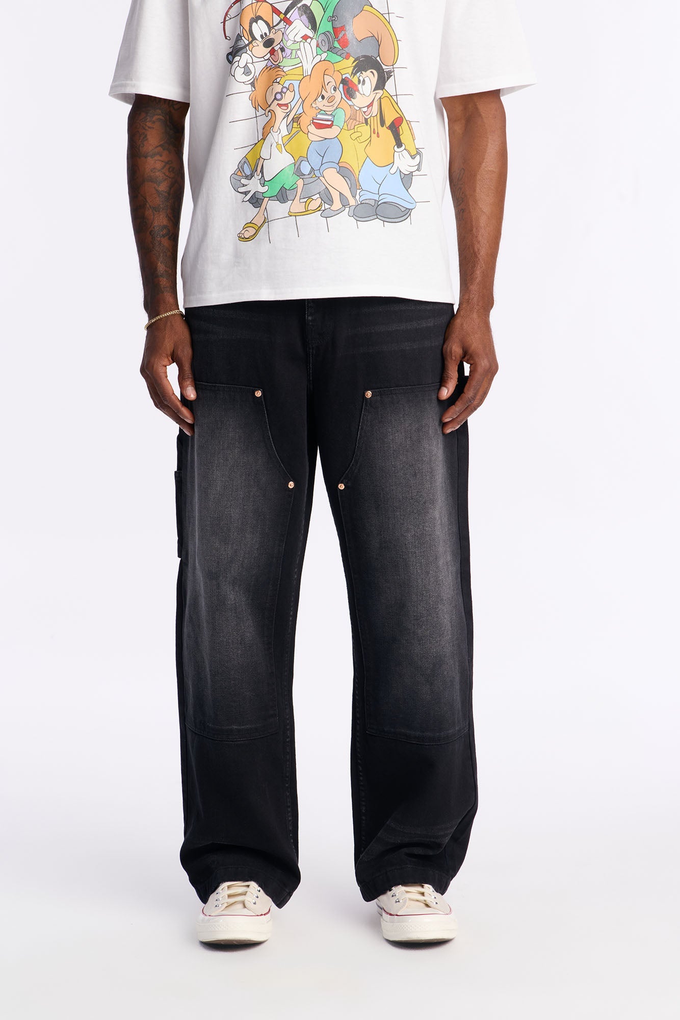 Baggy Double Knee Jean - Black Wash