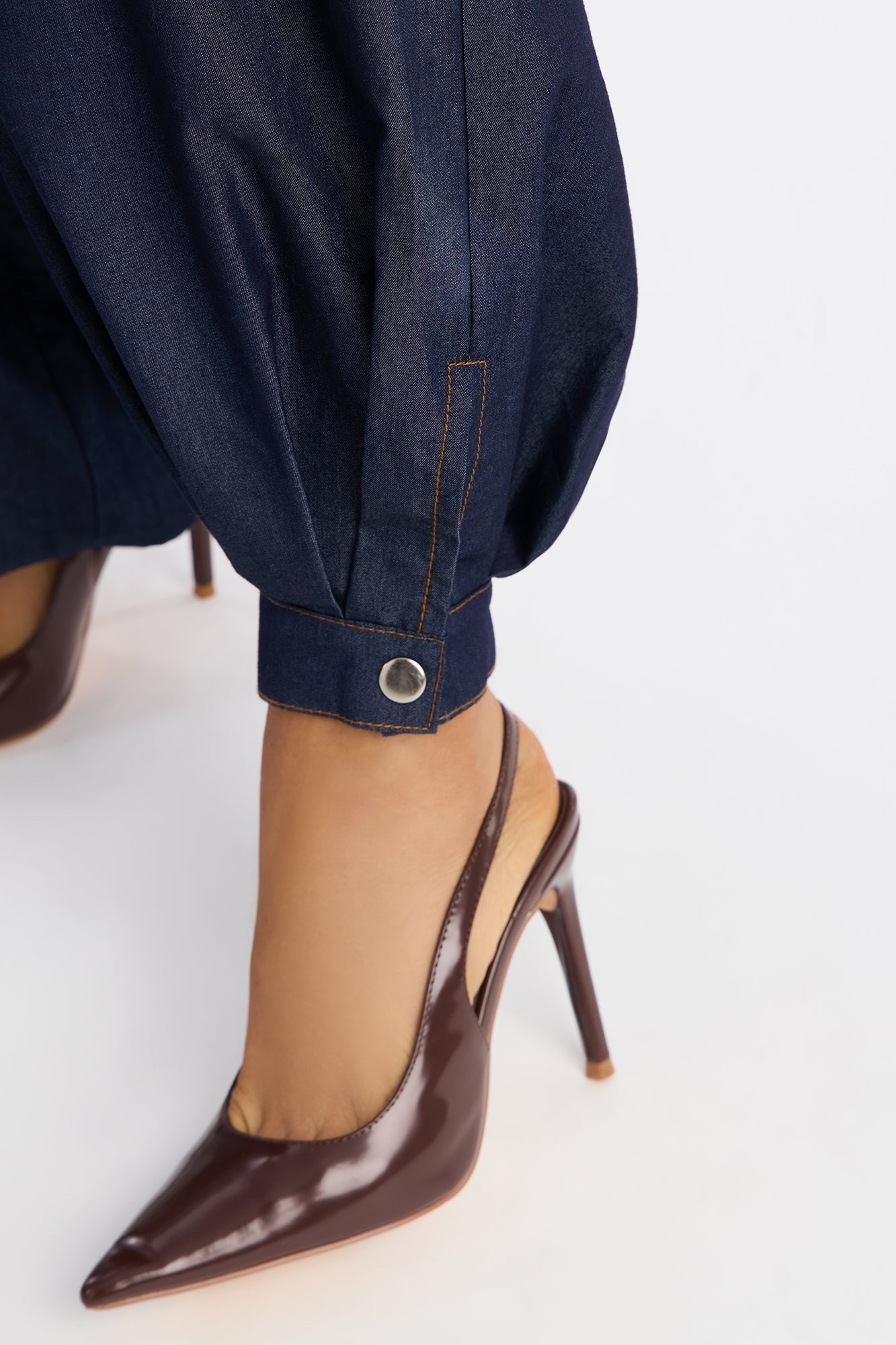 Amelia Halter Balloon Pant Set - Dark Denim