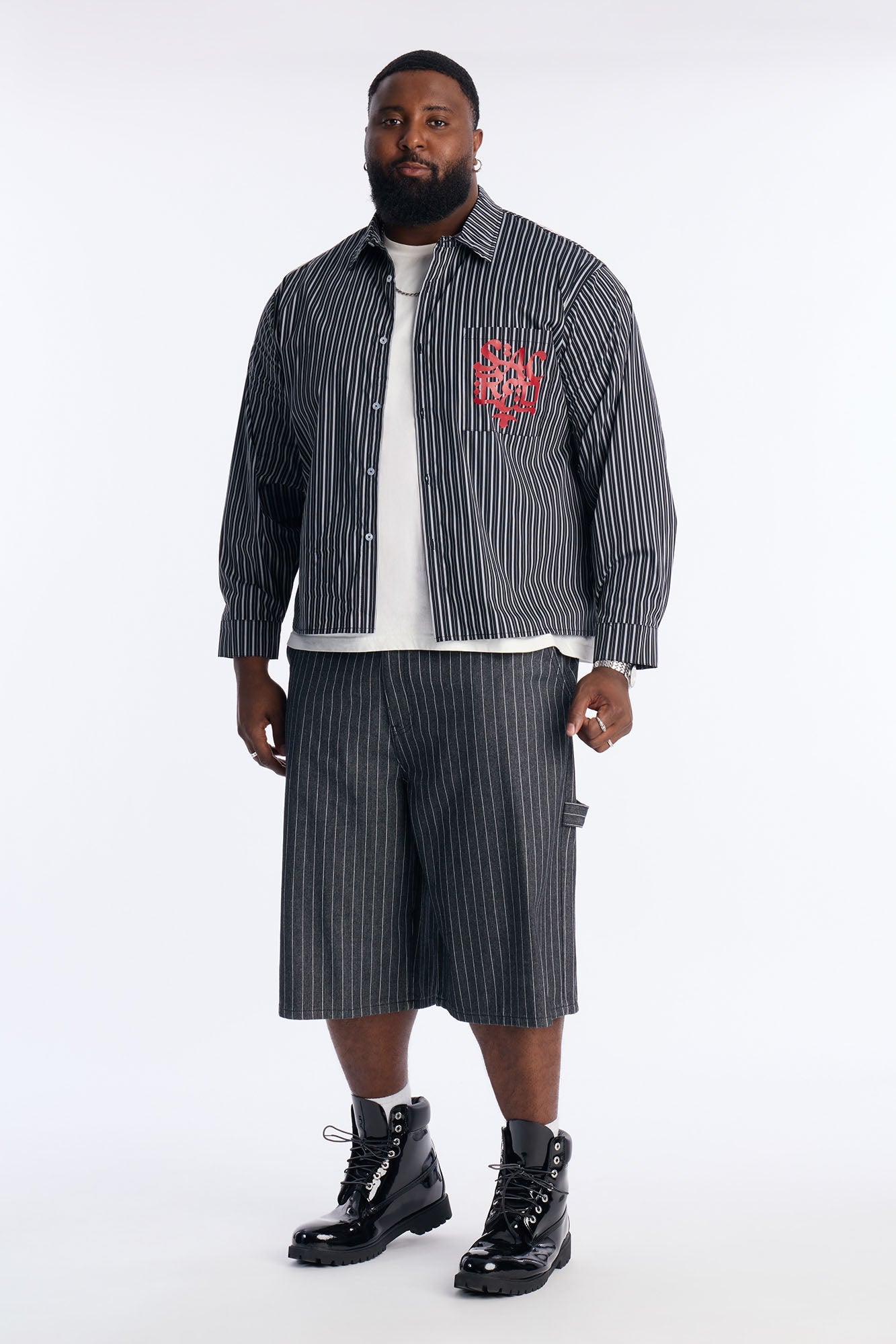 Santos Striped Button Up Shirt - Black/combo