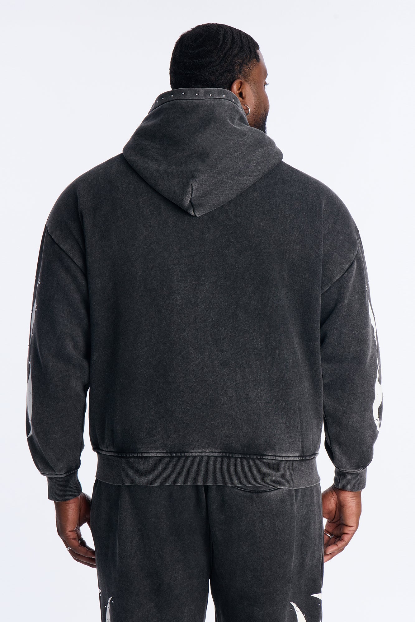 La Flames Rhinestones Oversized Hoodie - Black