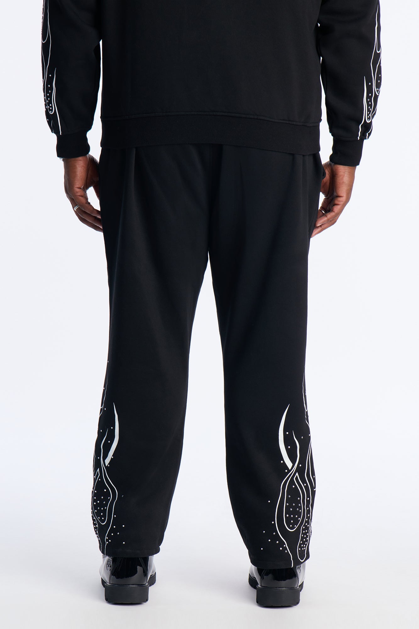 Fearless Rhinestones Relaxed Sweatpants - Black
