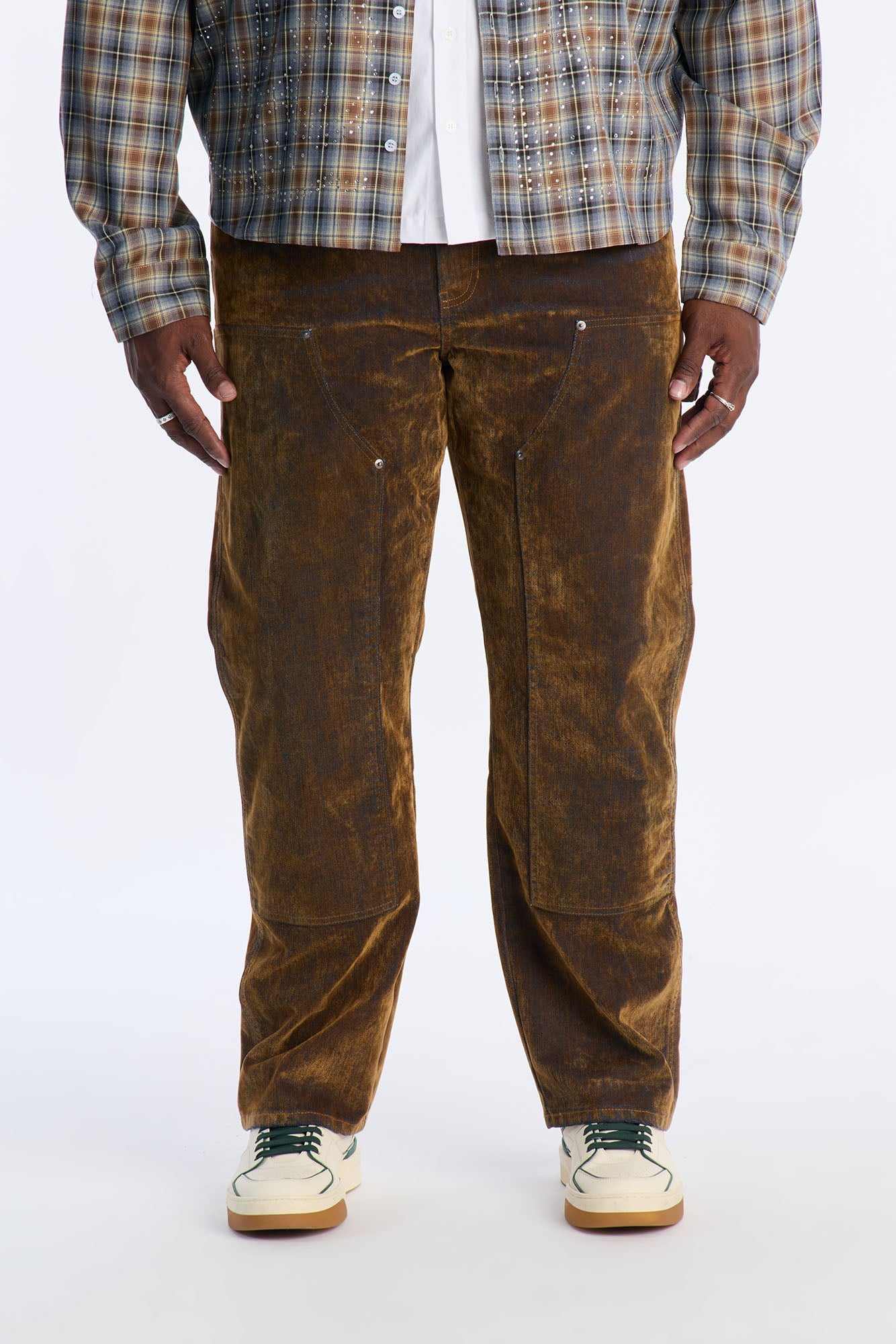 Von Dutch Straight Flocked Double Knee Jean - Brown