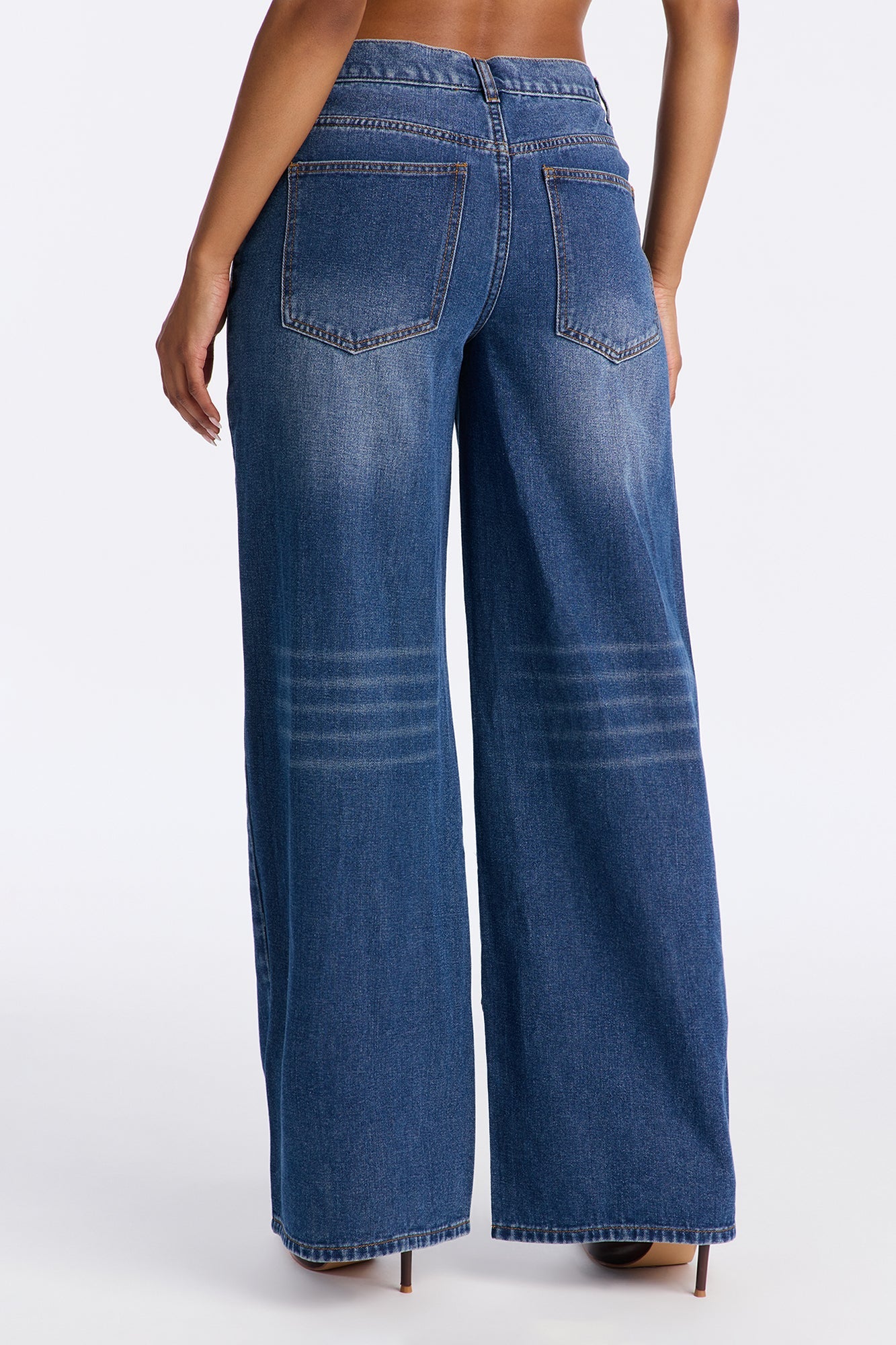 Finest Hour Dropped Waist Wide Leg Jeans - Dark Wash