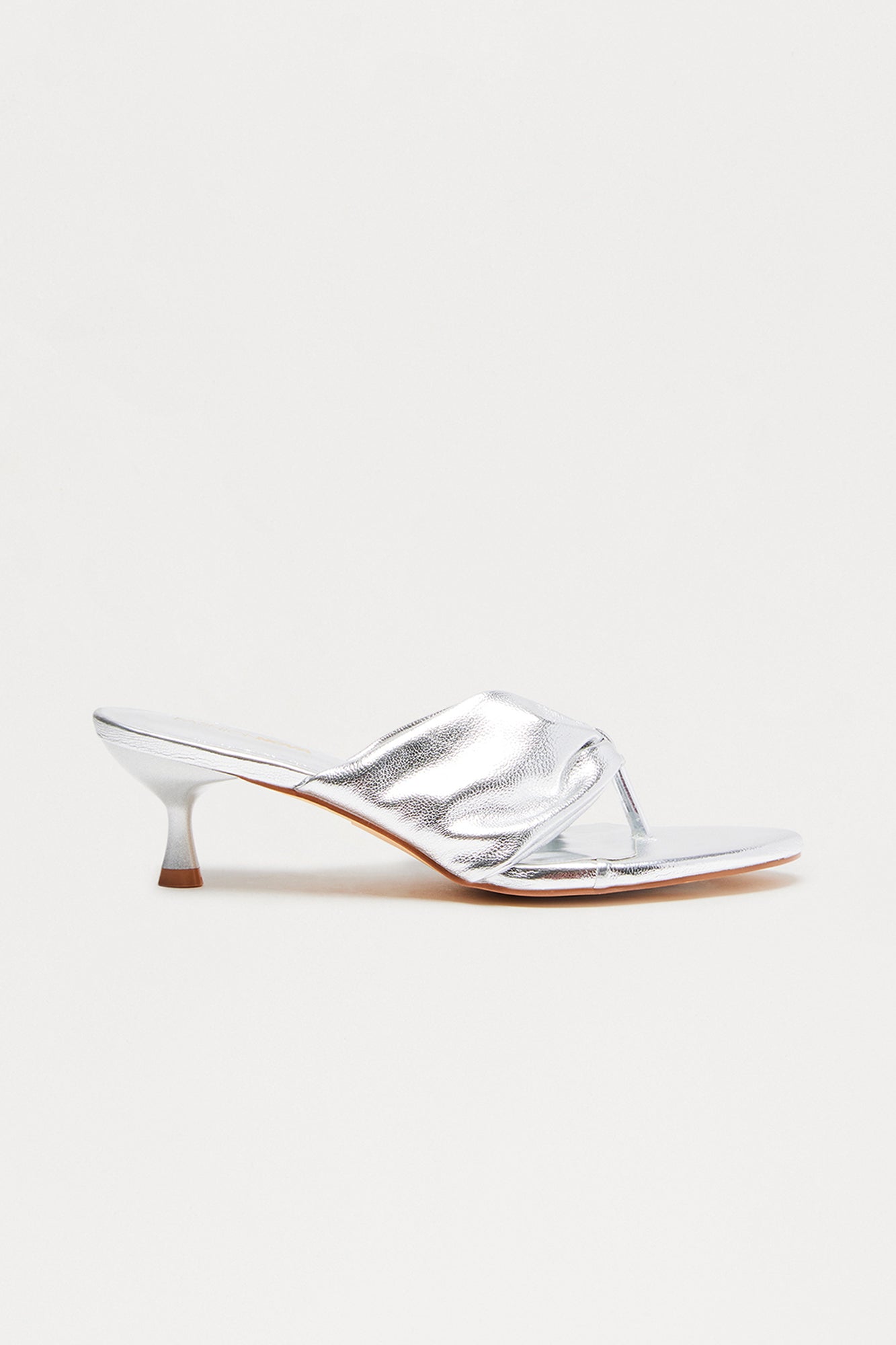 Keani Kitten Heel Thong Mules - Silver