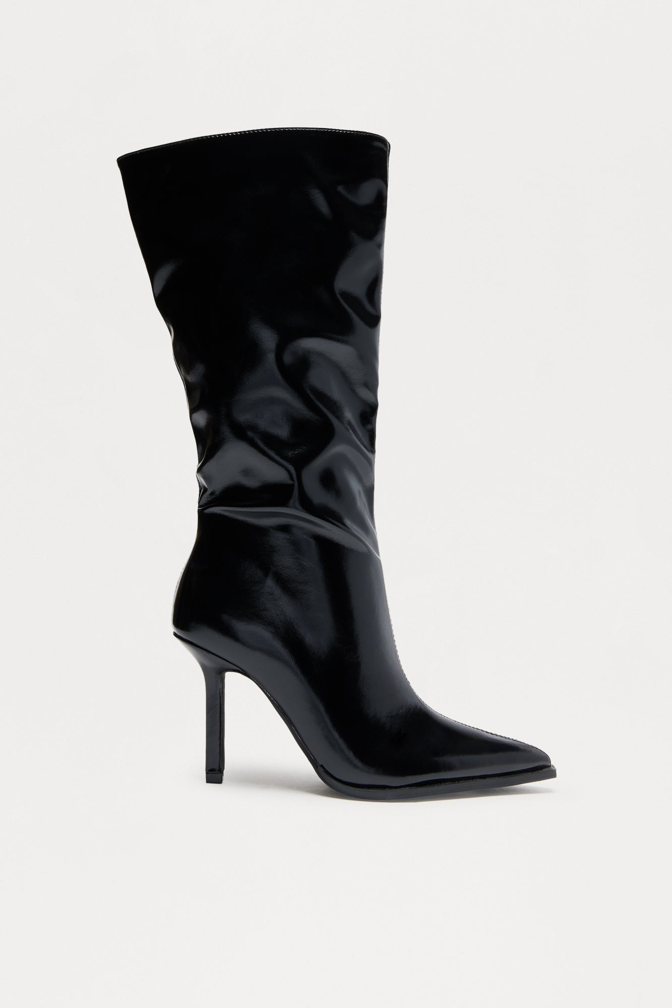 Bea Faux Leather Stiletto Boots - Black