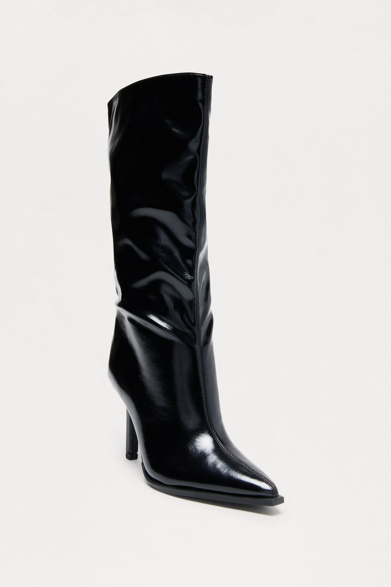 Bea Faux Leather Stiletto Boots - Black