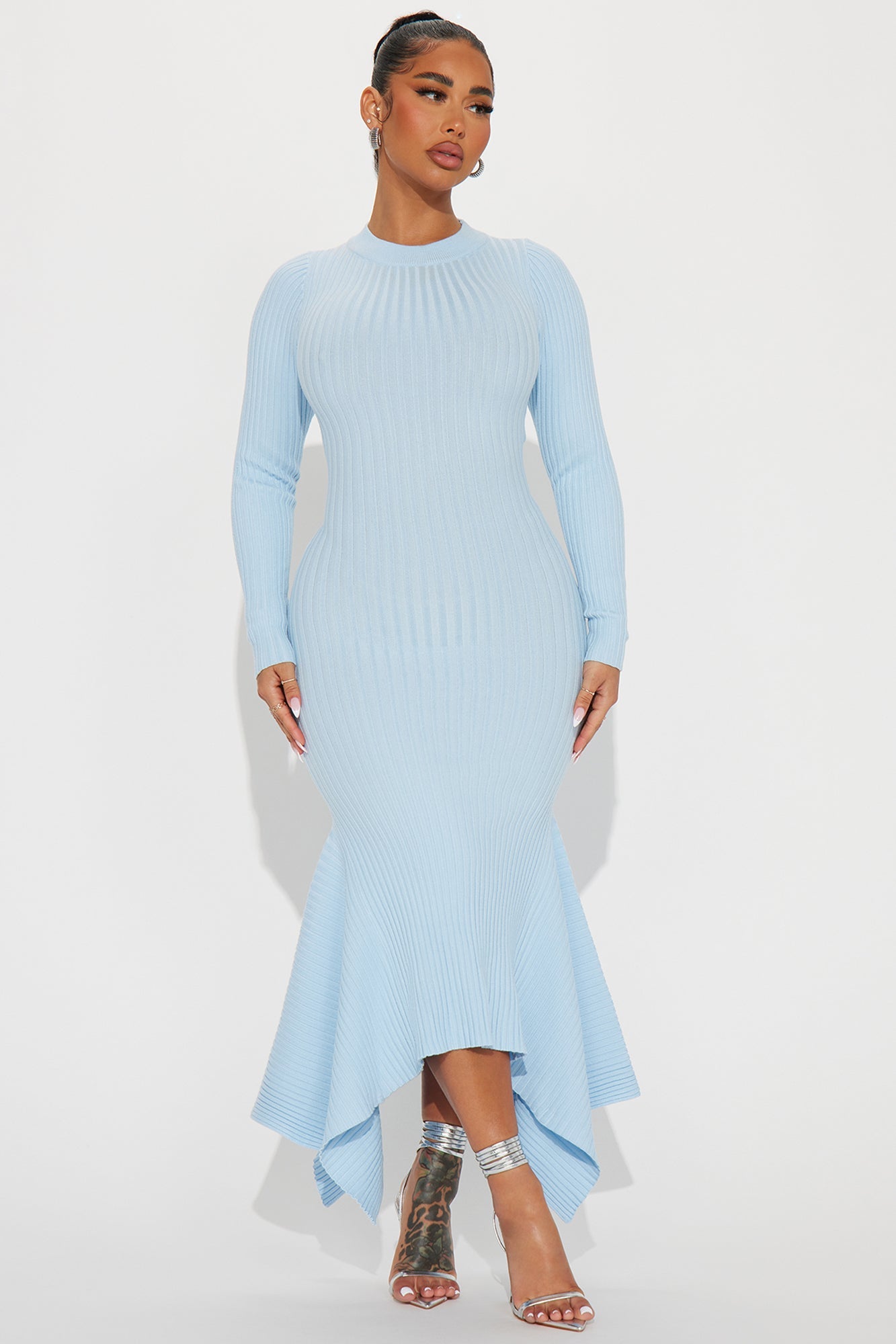 Kaylie Sweater Maxi Dress - Light Blue