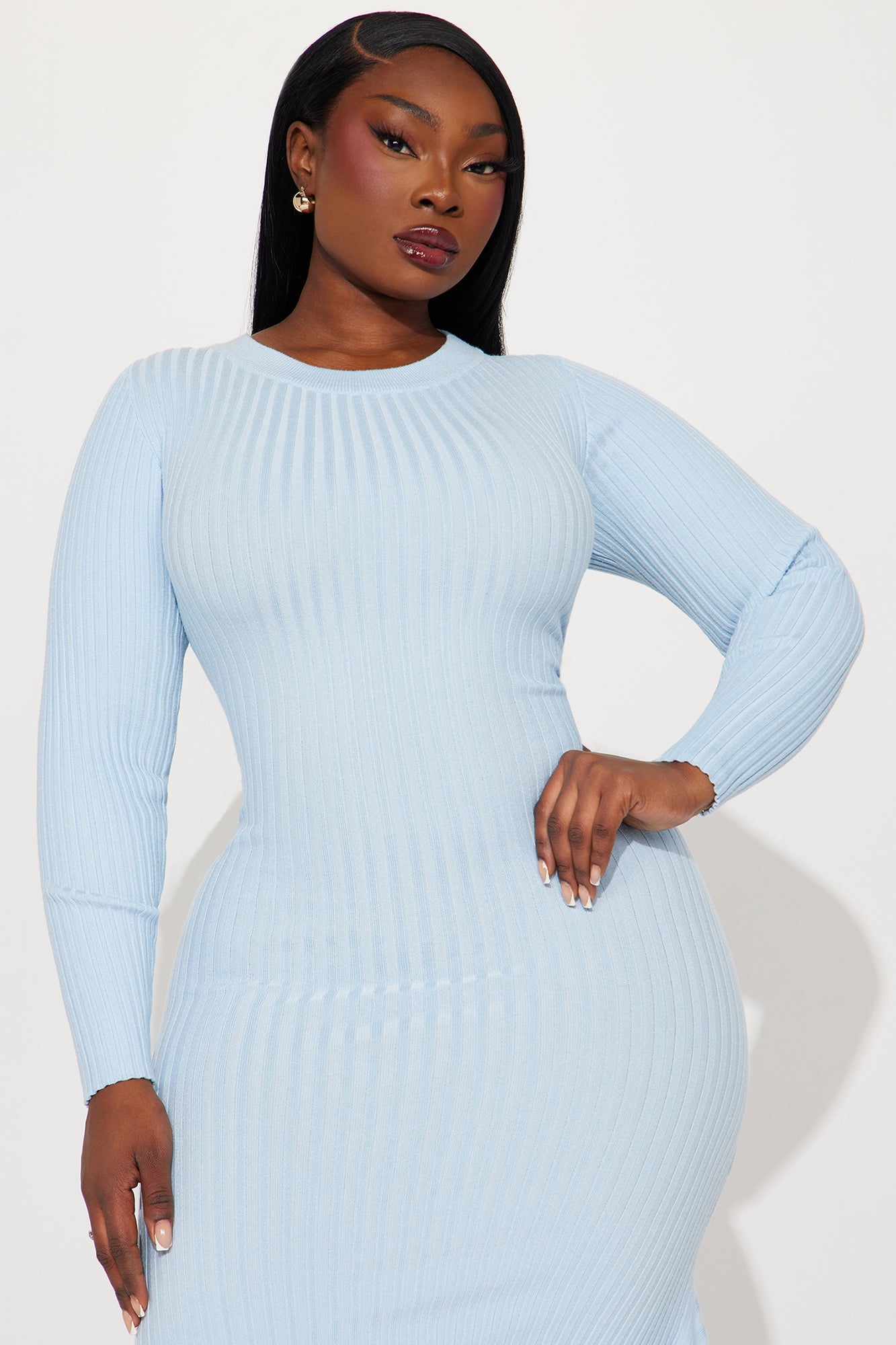 Kaylie Sweater Maxi Dress - Light Blue