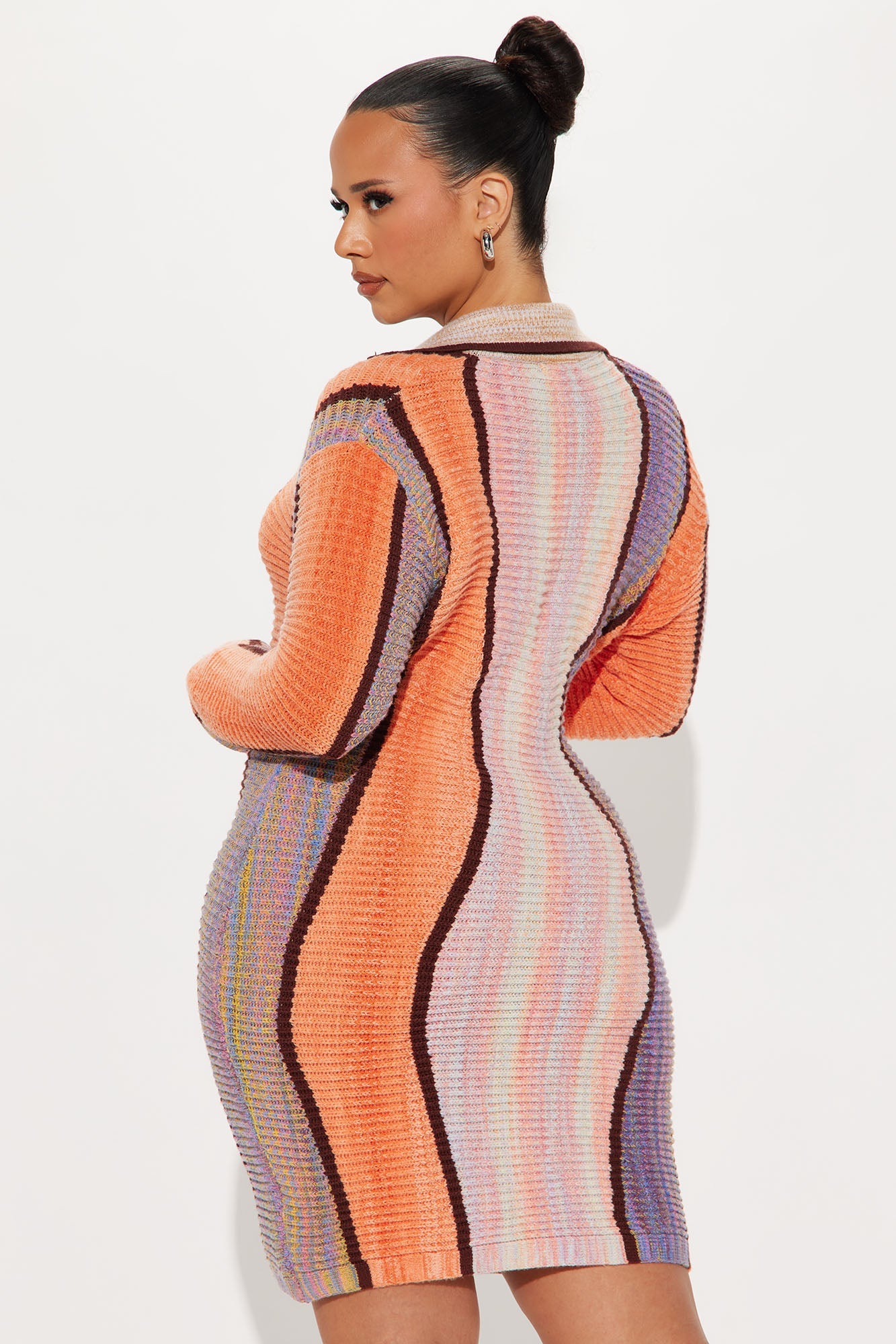 Calliope Collared Sweater Mini Dress - Multi Color
