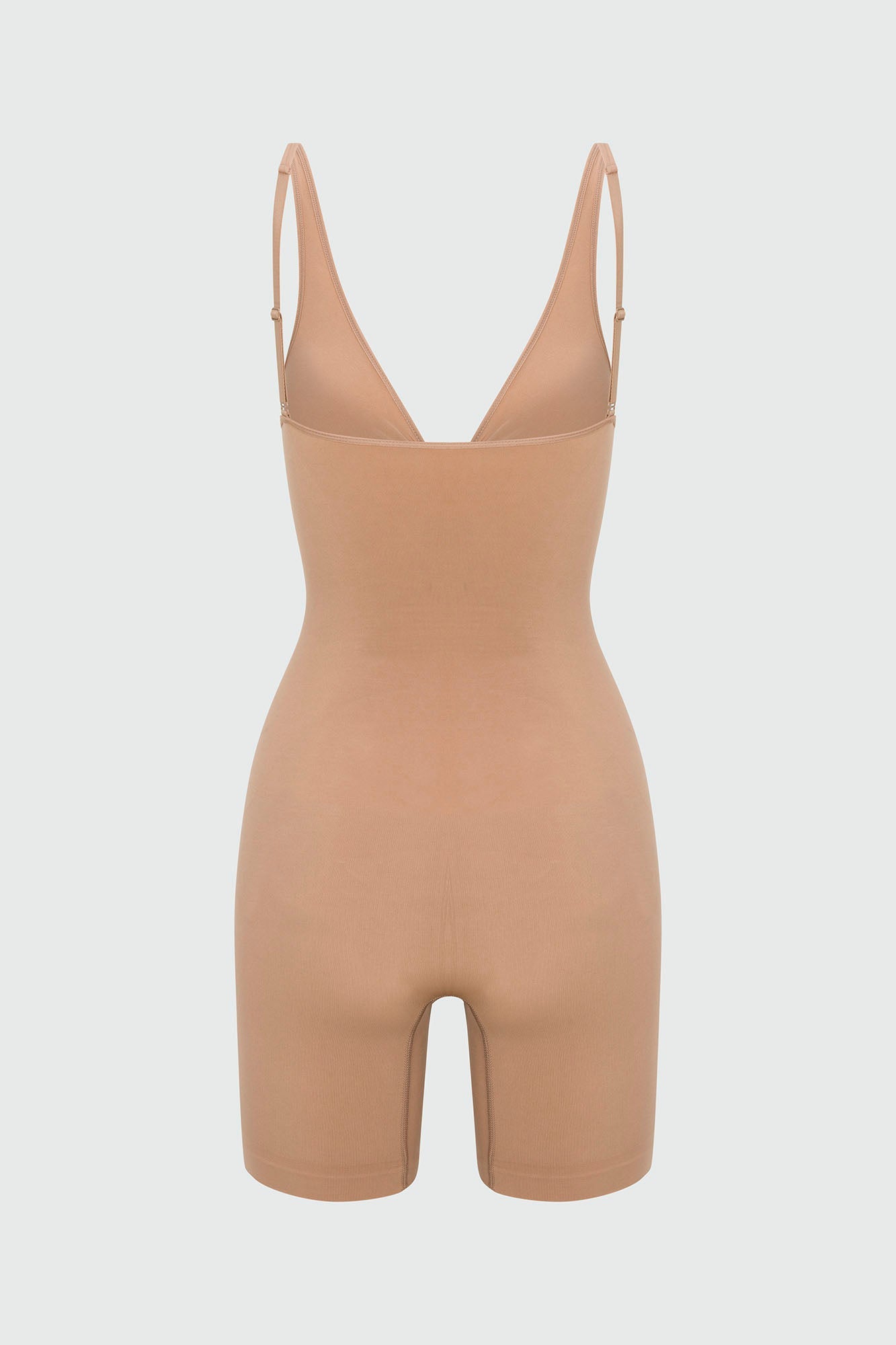 Nova Sculpt Seamless Strong Compression Zip Front Thigh Shaping Bodysuit - Nude