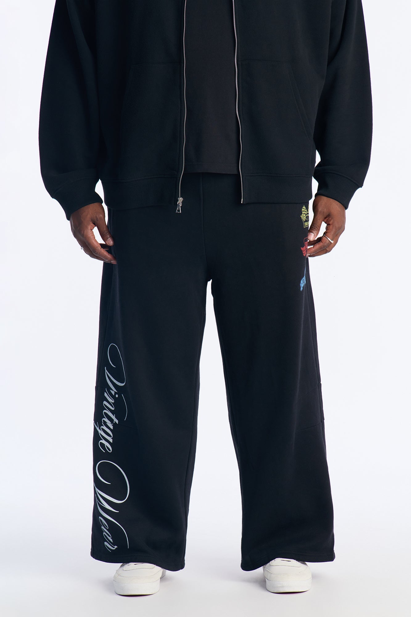Vintage Wear Wide Leg Sweatpants - Black