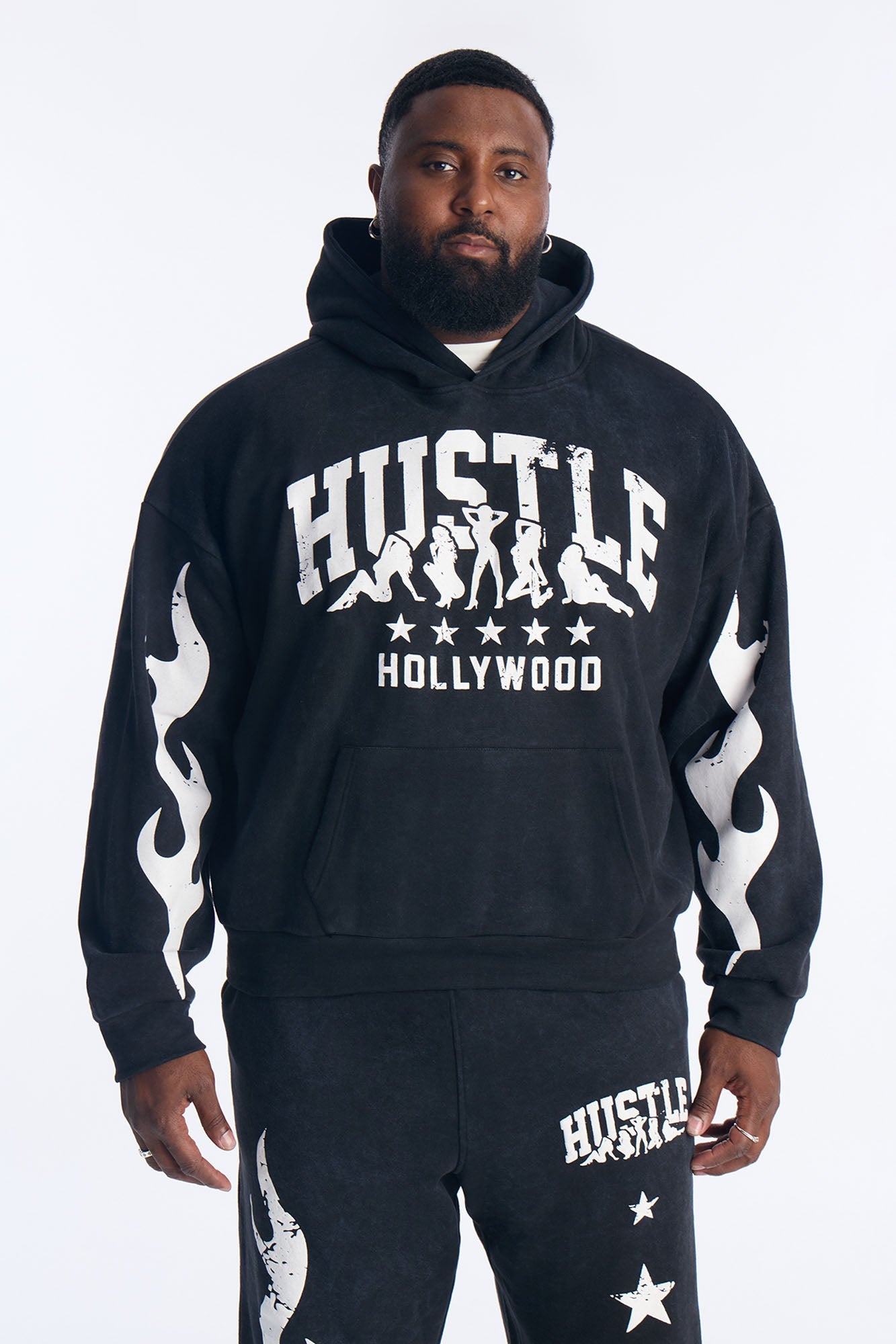 Hustle Hollywood Oversized Hoodie - Black