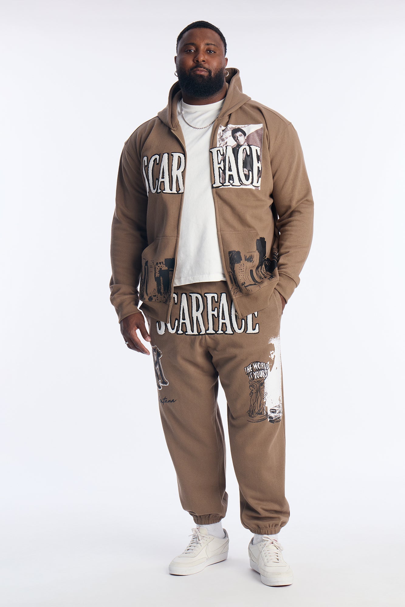 Scarface Tony Montana Zip Up Hoodie - Brown