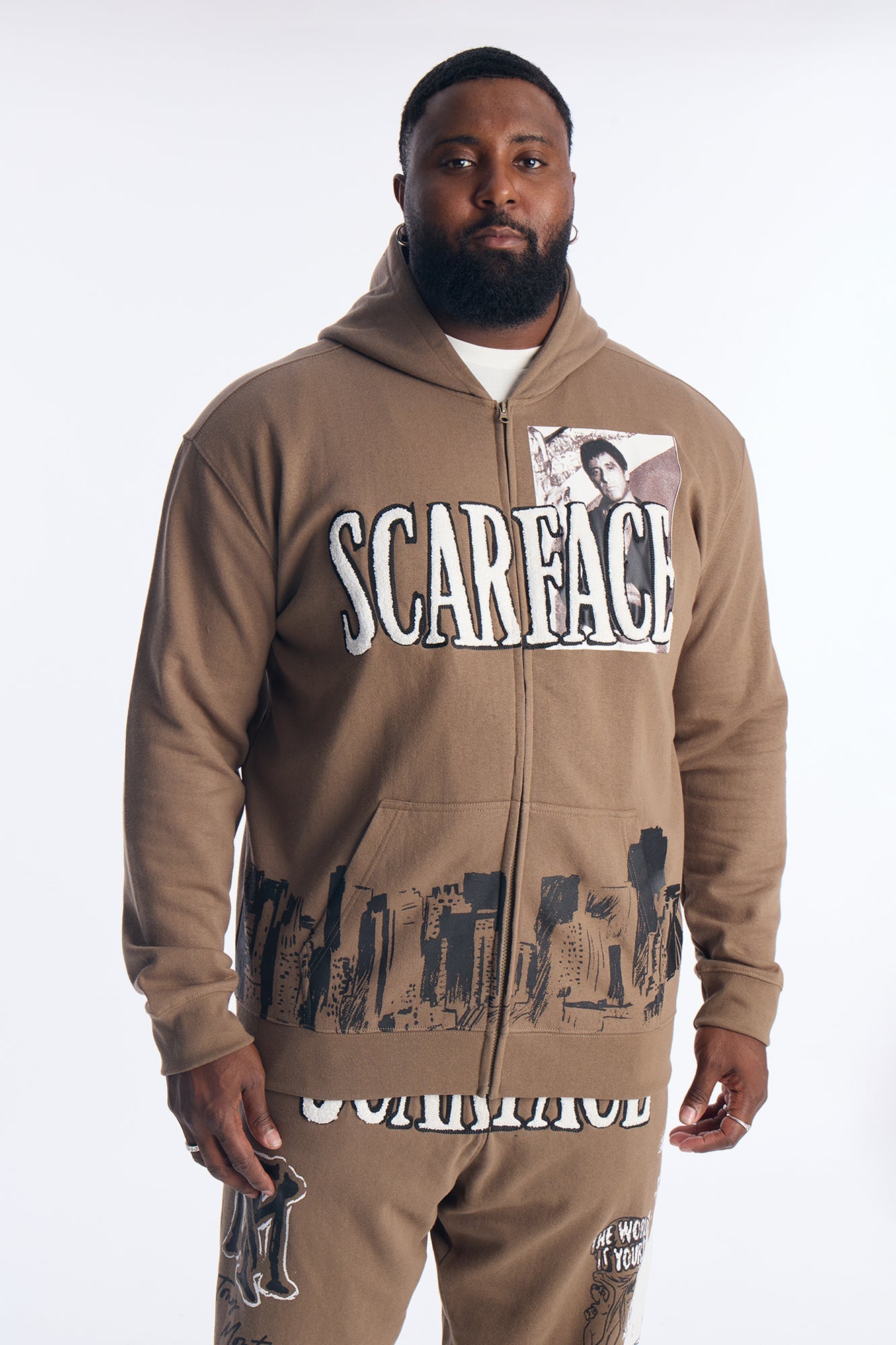 Scarface Tony Montana Zip Up Hoodie - Brown
