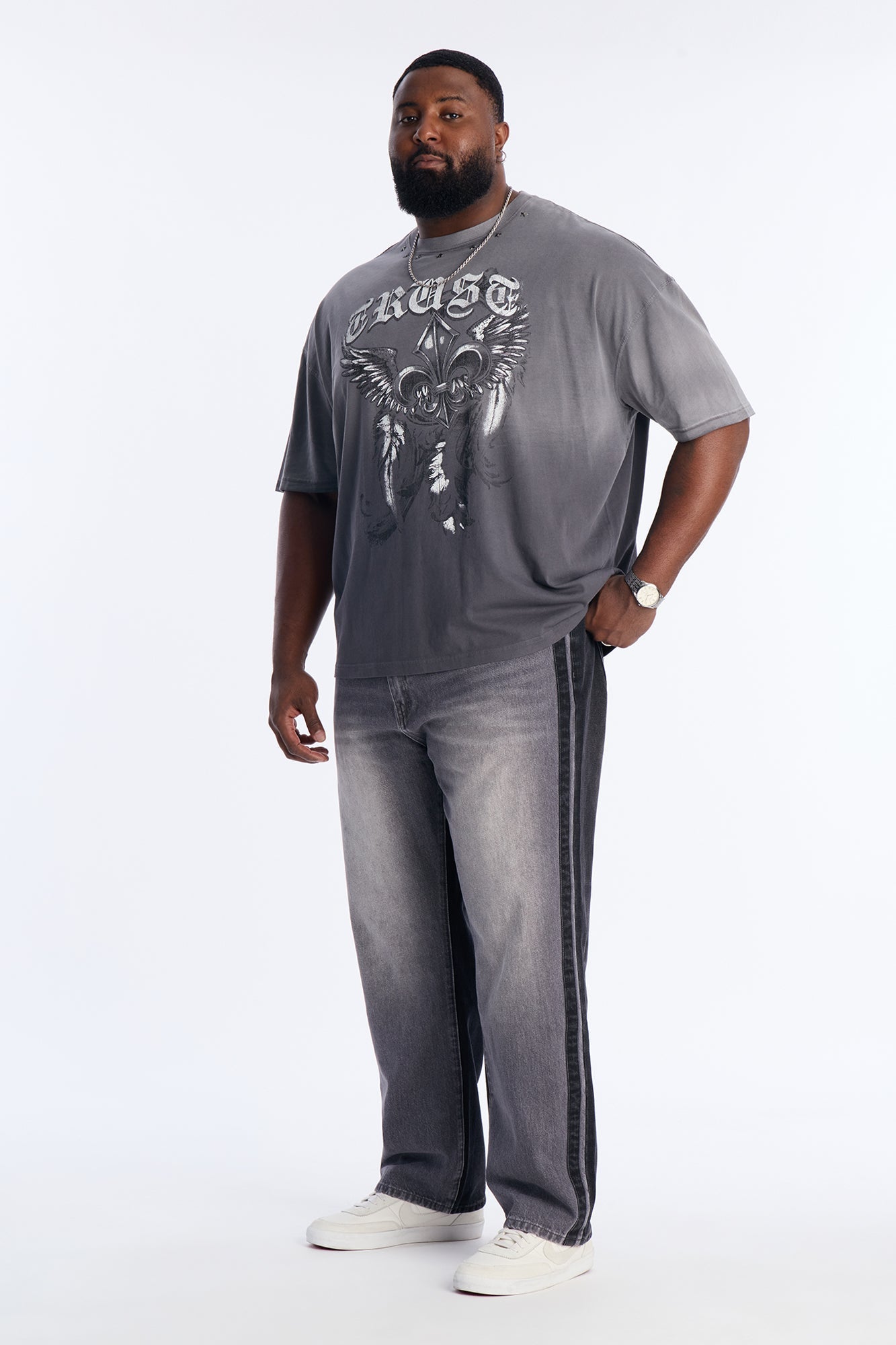 Big Trust Studded Wash Short Sleeve Tee - Black Wash