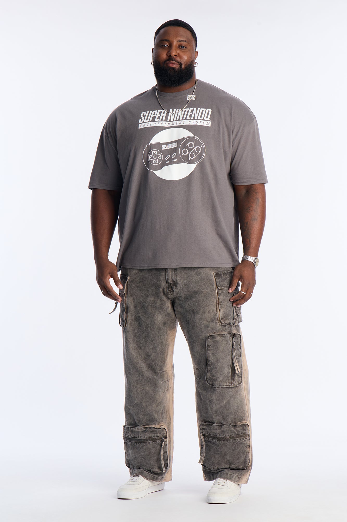 Super Nintendo Vintage Boxy Short Sleeve Tee - Charcoal
