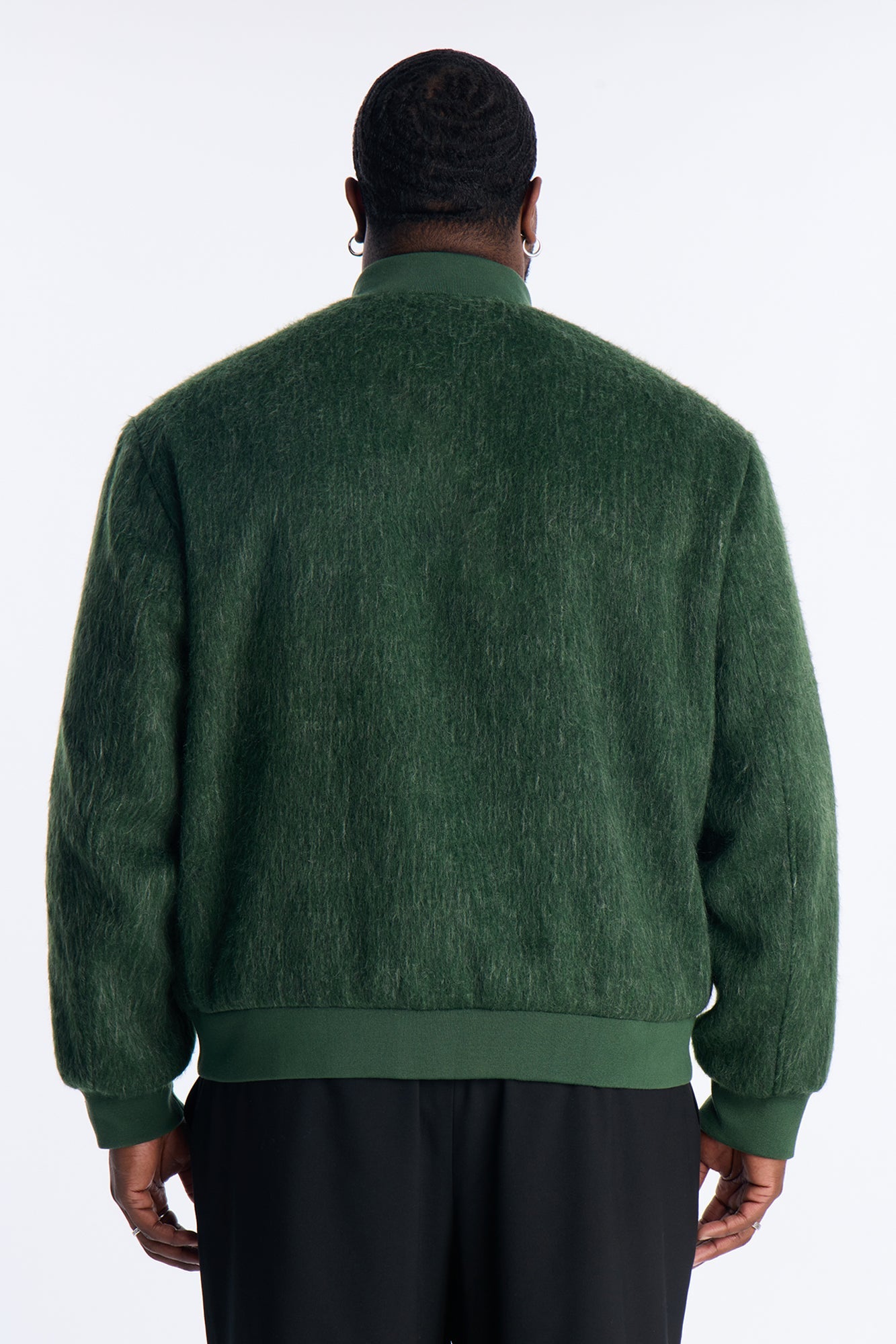 Relaxed Textured Mohair Bomber Jacket - Olive